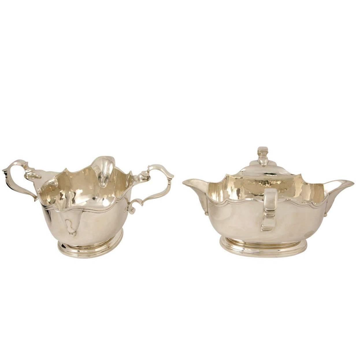 Pair of Large Double-Lipped Sterling Silver Sauceboats