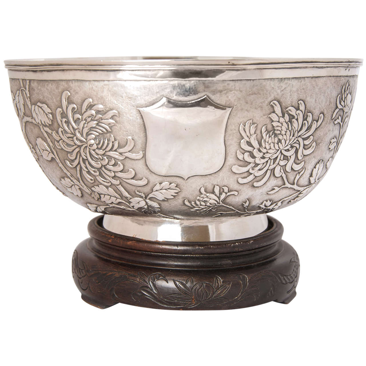 Large Chinese Export Silver Bowl For Sale