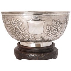 Antique Large Chinese Export Silver Bowl