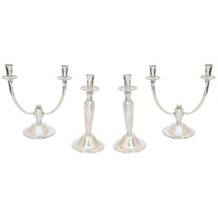 Modernist English Silver Candelabra Suite