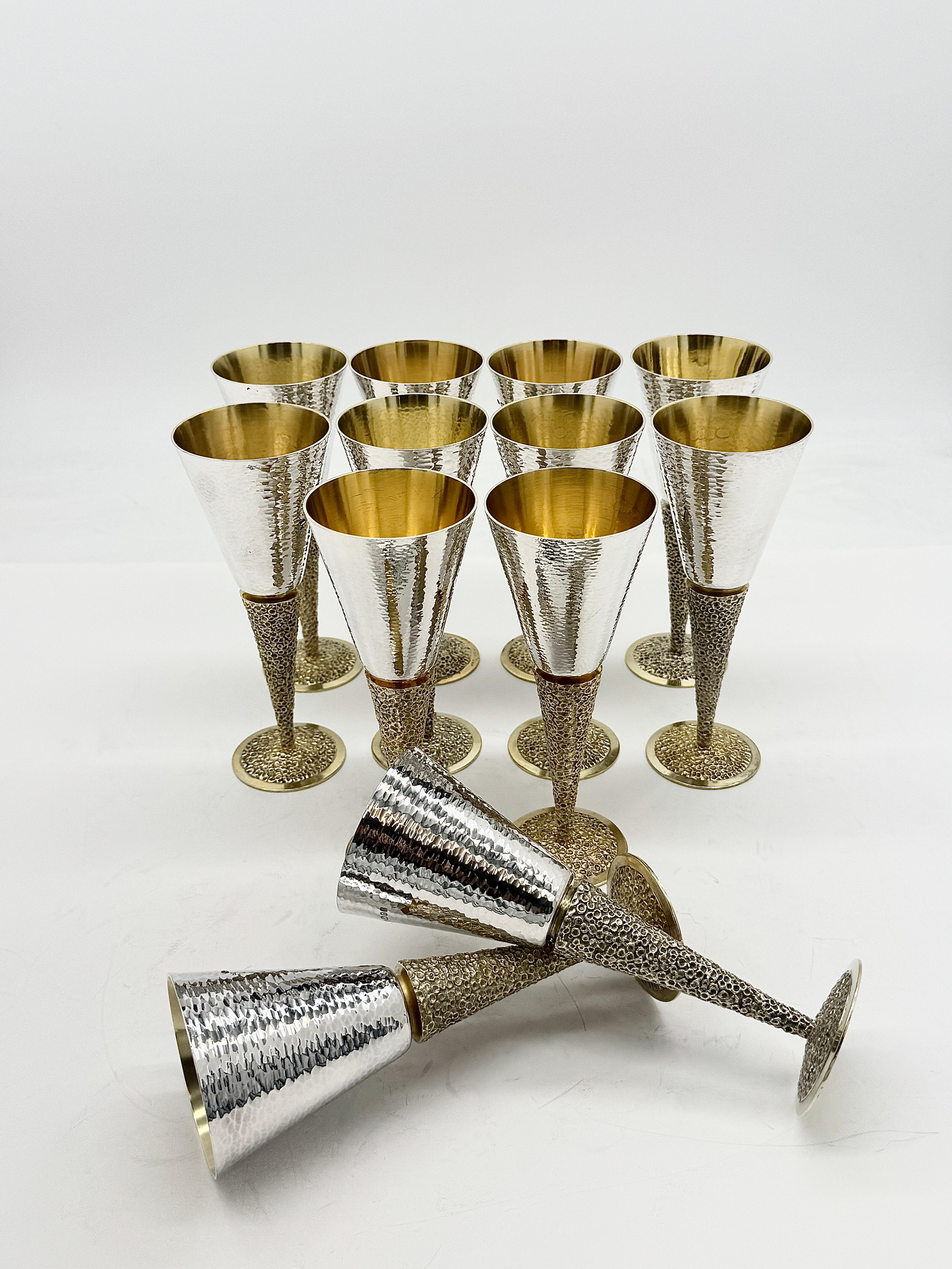 Silver Set of  Twelve Goblets For Sale