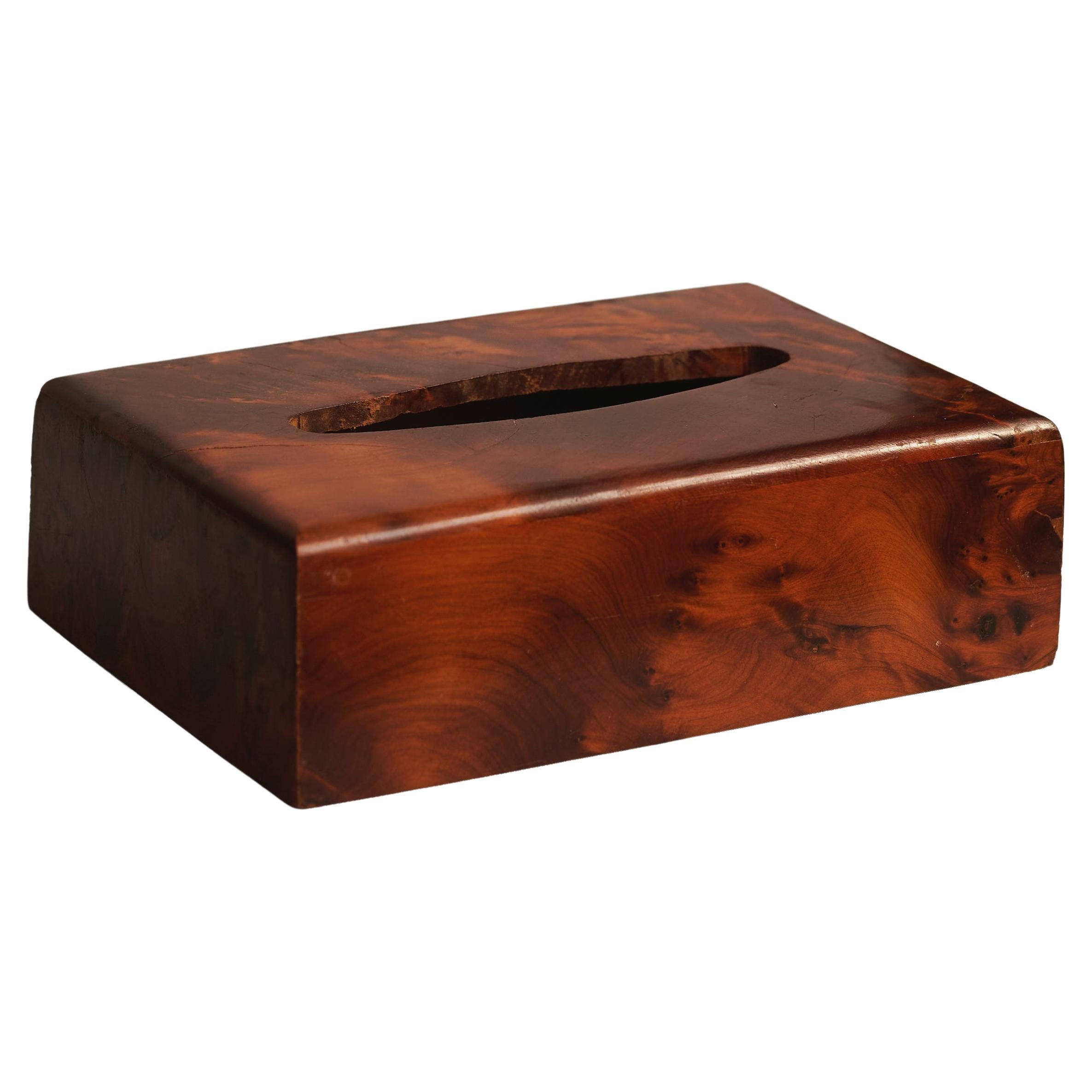 Coperchio di scatola per fazzoletti in legno di buro Art Deco, Vienna, 1930 circa in vendita