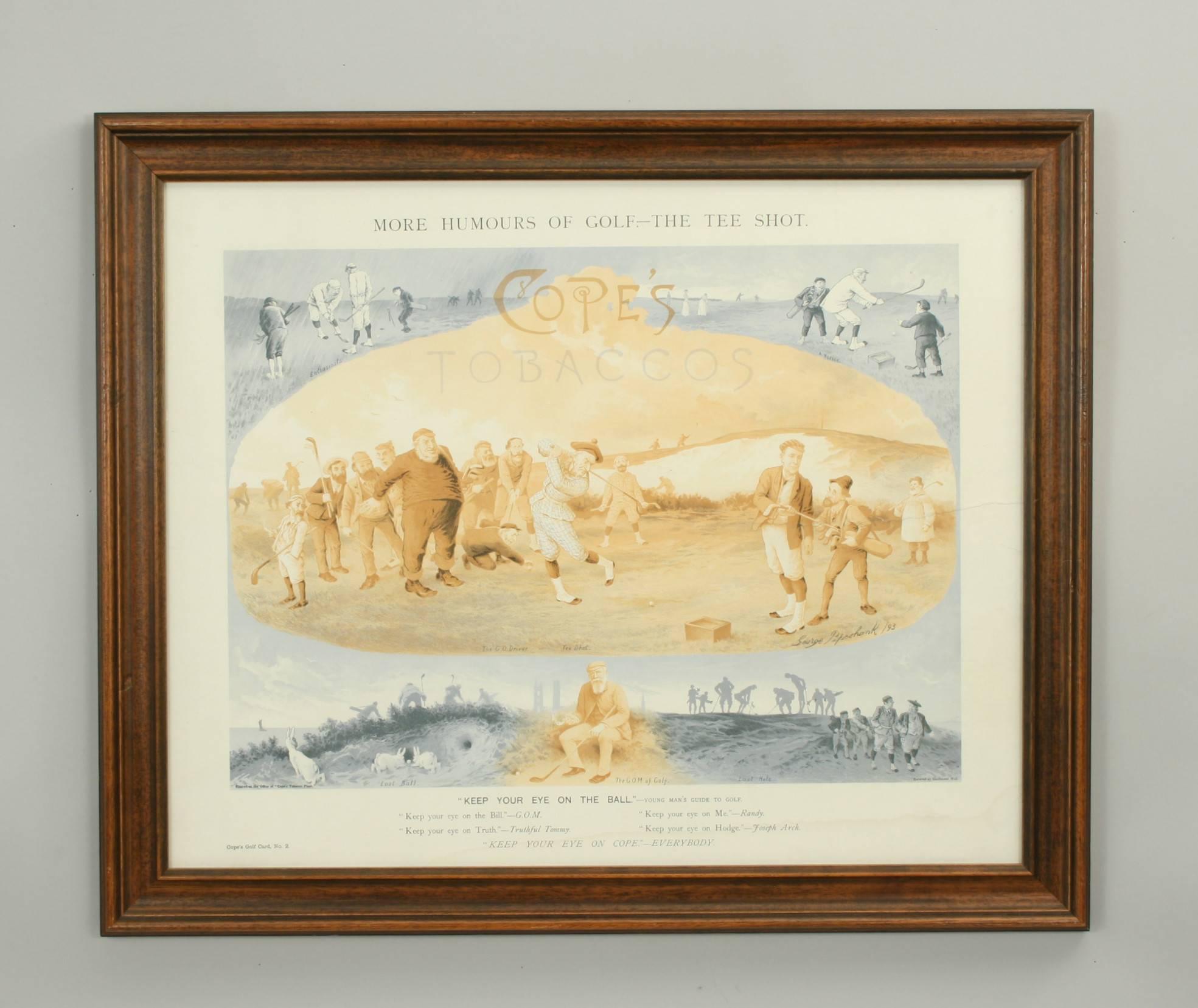 Sporting Art Antique Golf Print, Tom Morris of St Andrews, Cope's Tobacco