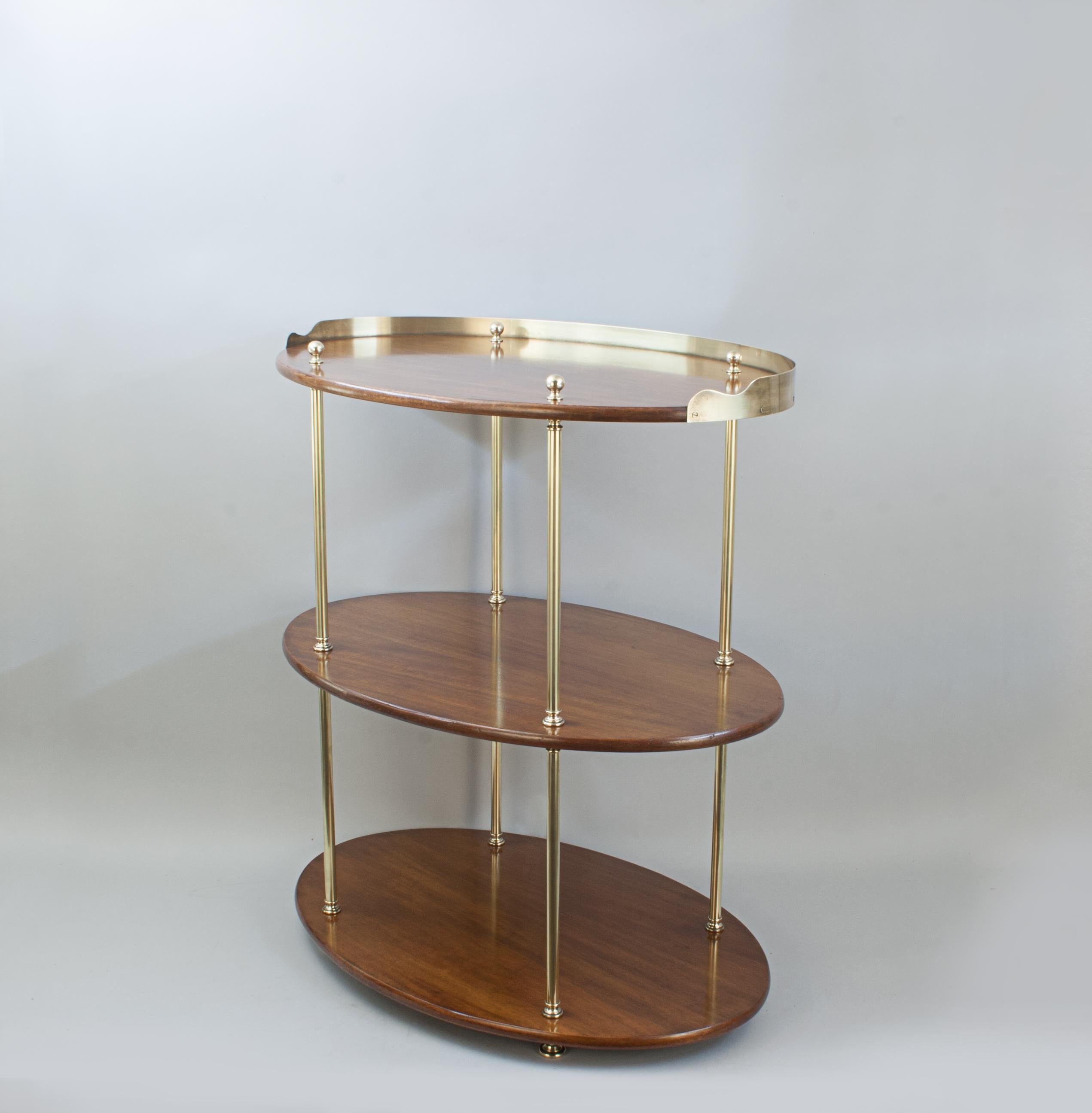 Mahogany Pair Of Three Tier Washstand / Buffet Tables Of Oval Shape For Sale