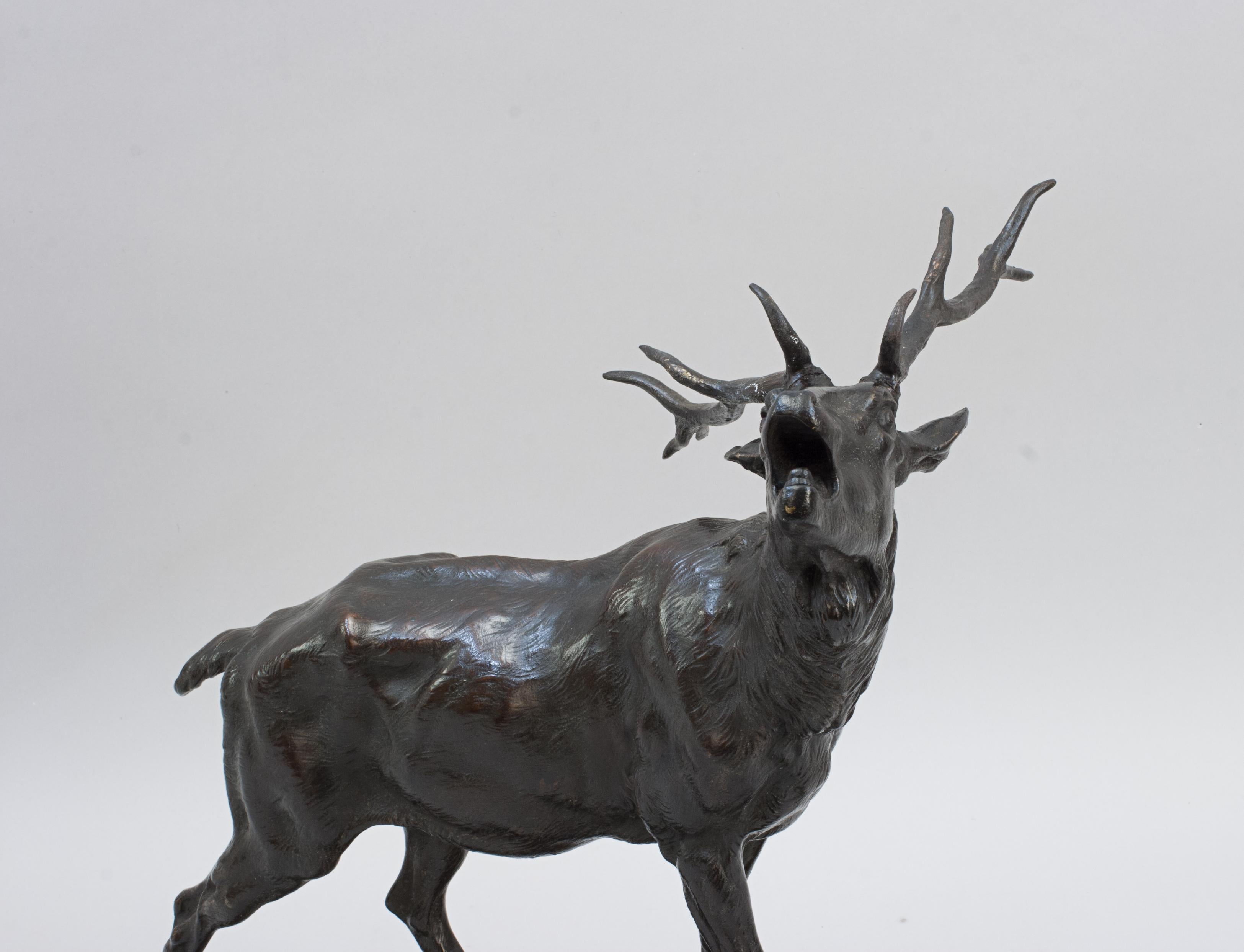 Bronzefigur eines röhrenden Hirsches, C. Valton im Zustand „Gut“ im Angebot in Oxfordshire, GB