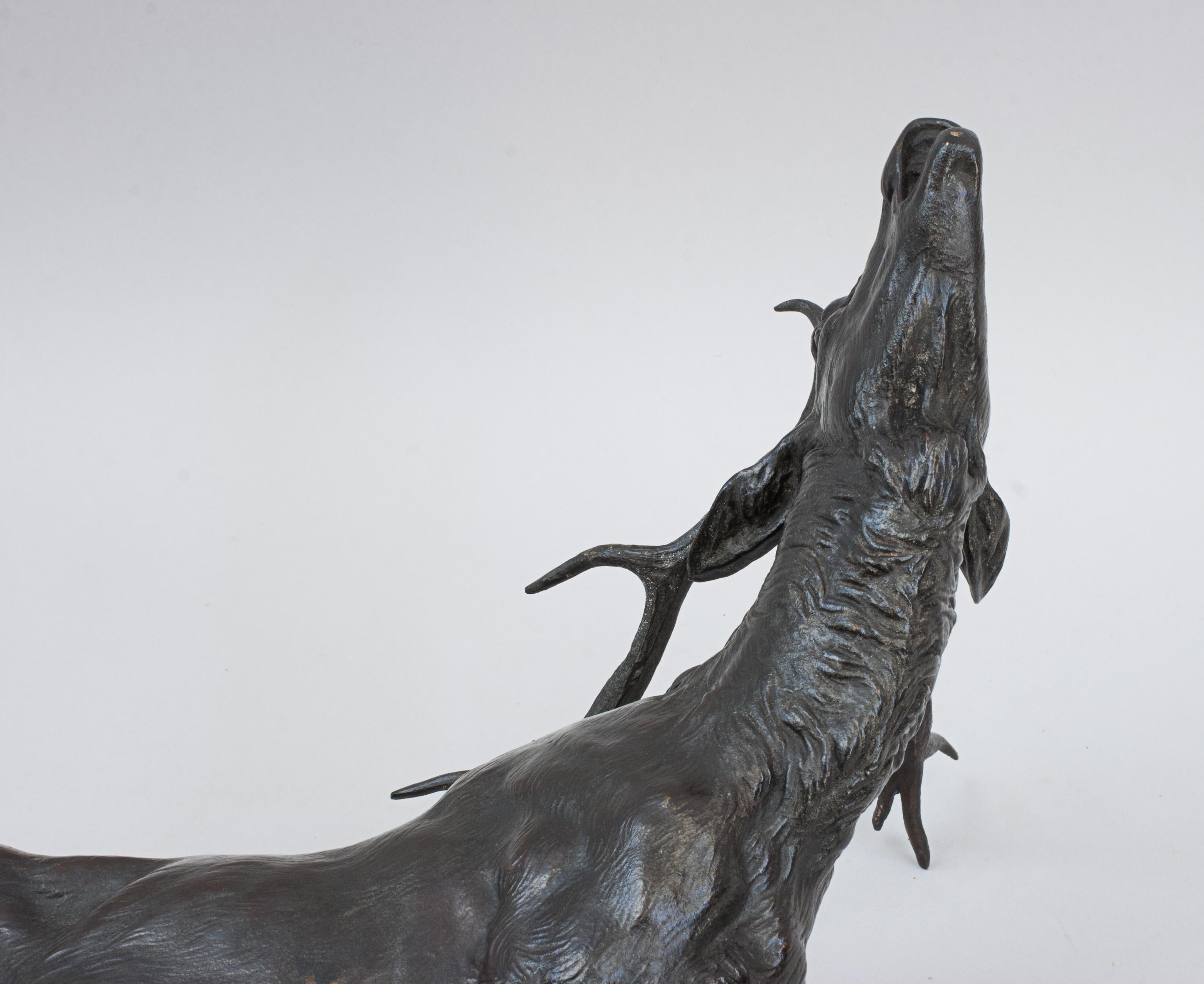 Bronzefigur eines röhrenden Hirsches, C. Valton im Angebot 4