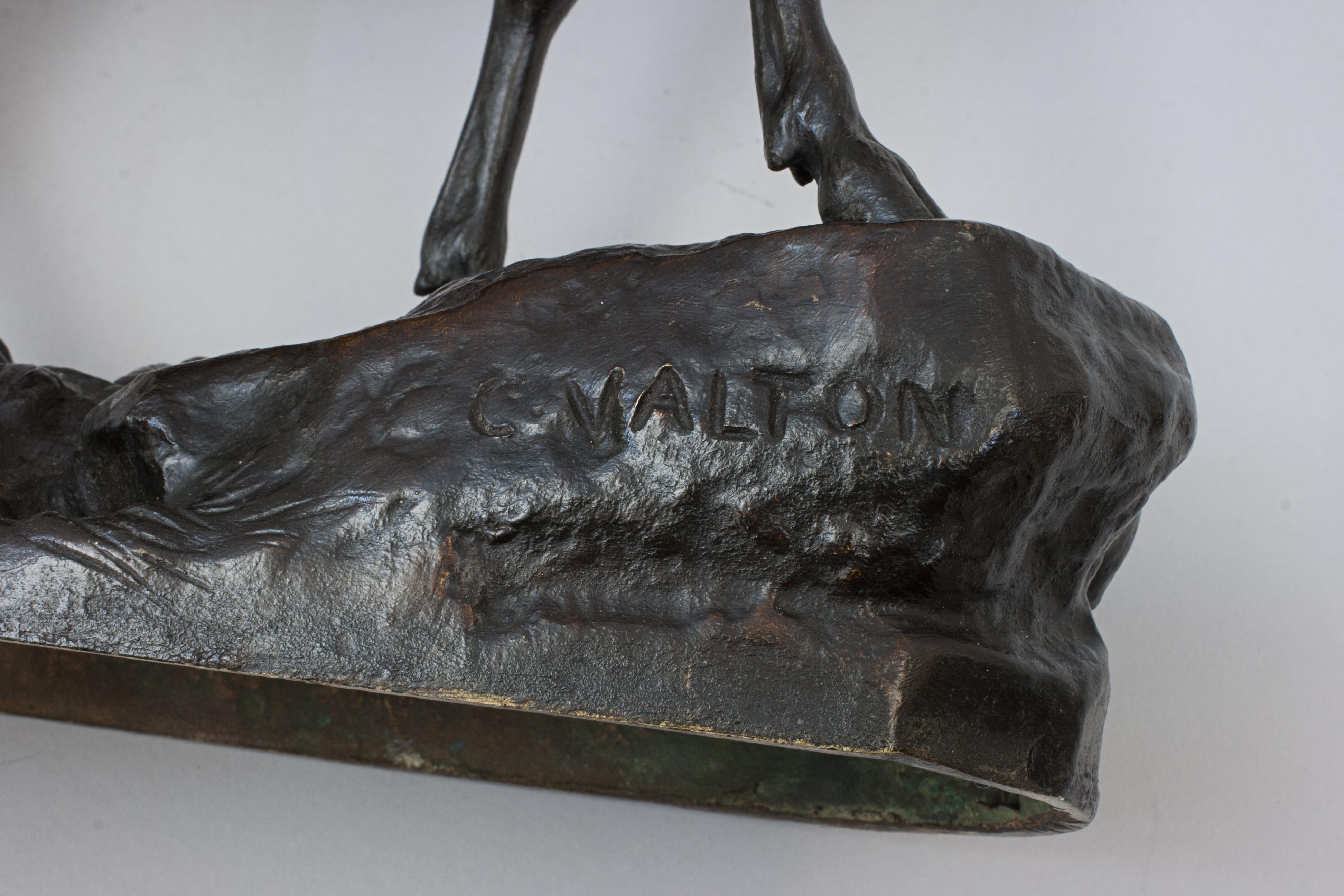 Bronzefigur eines röhrenden Hirsches, C. Valton im Angebot 5