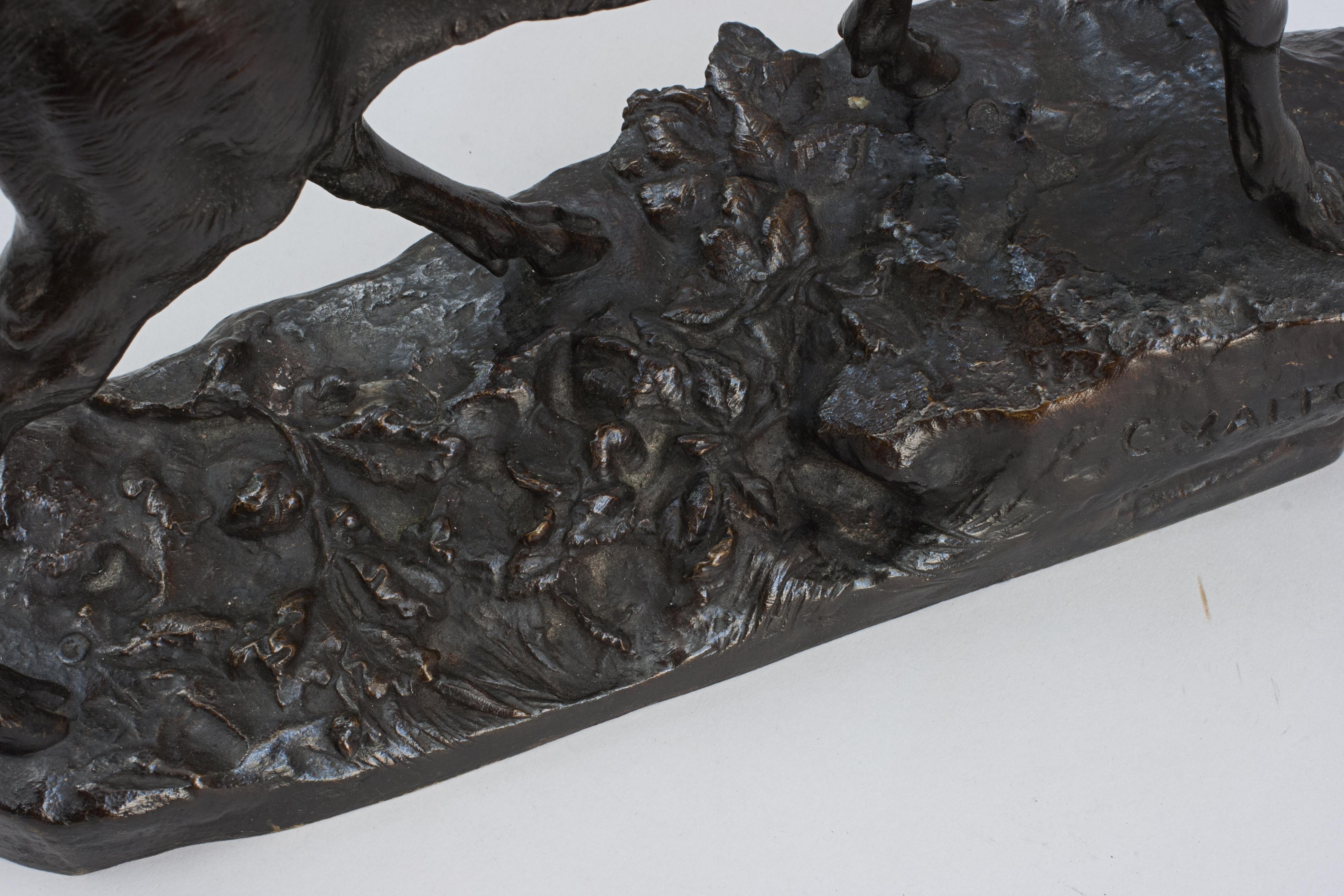 Bronzefigur eines röhrenden Hirsches, C. Valton im Angebot 6