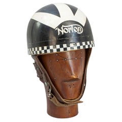 Vintage Racing Everoak Motorcycle Helmet, Pudding Basin Design.