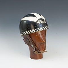 Vintage Racing Everoak Motorcycle Helmet, Pudding Basin Design.