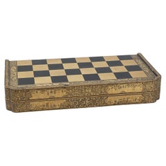 Oriental Black And Gold Backgammon And Chess Board