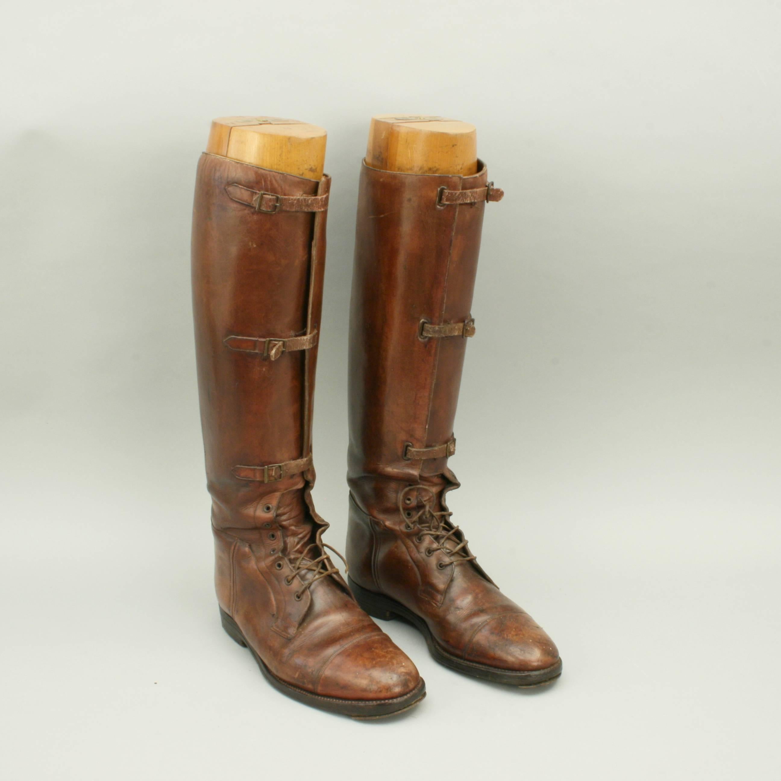 English Brown Leather Field, Riding Boots