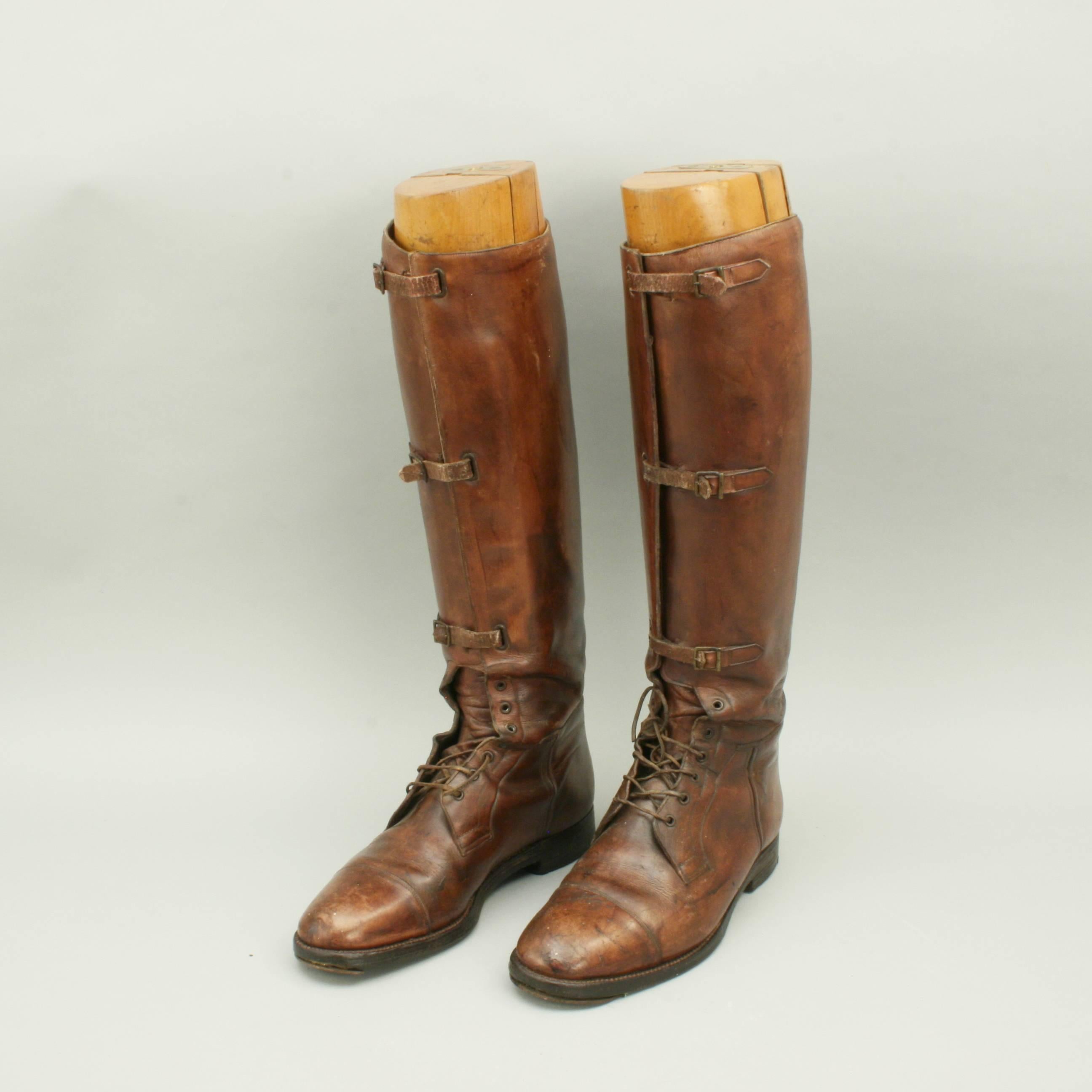 Early 20th Century Brown Leather Field, Riding Boots