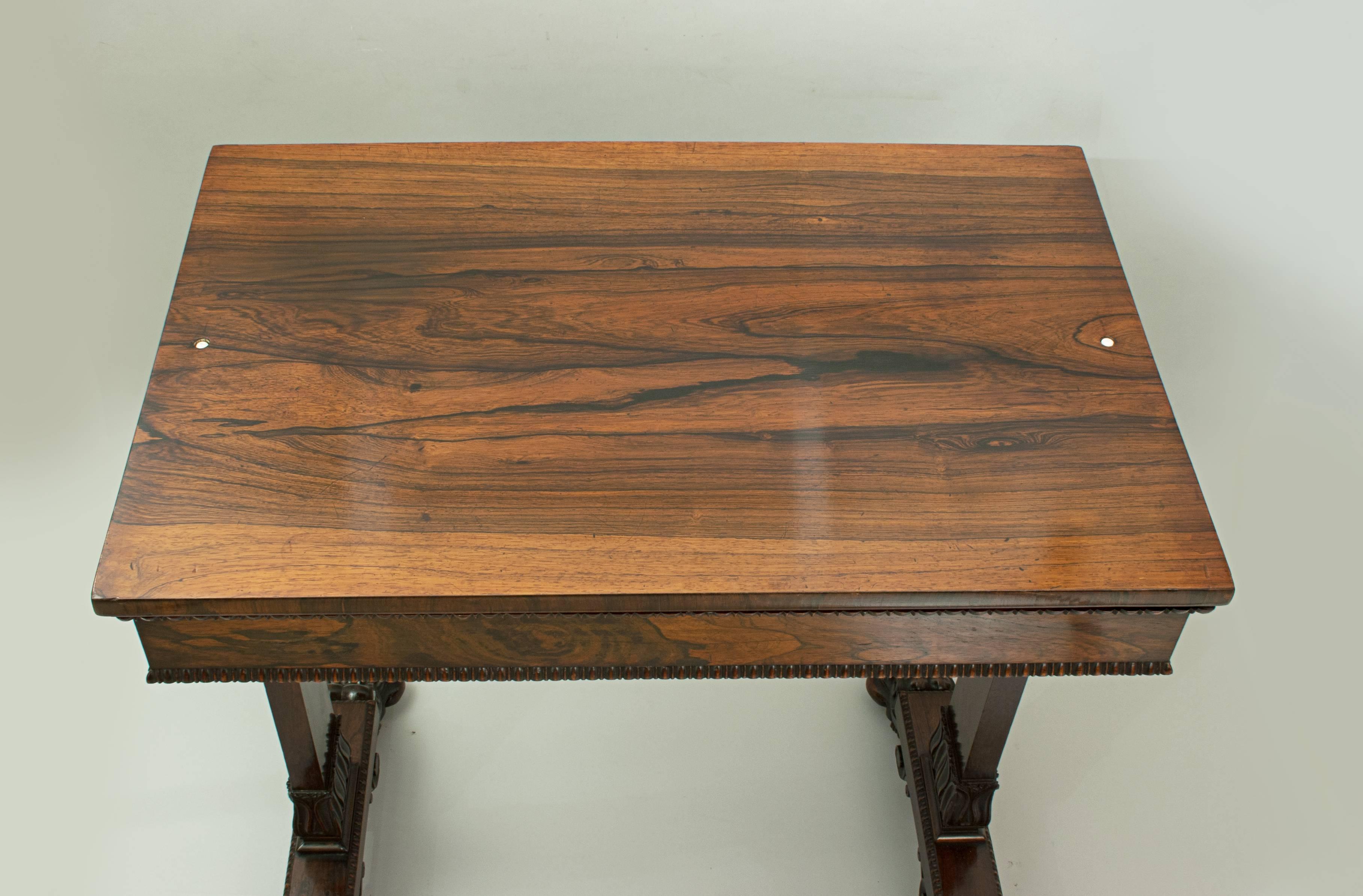 English Rosewood Games Table for Chess, Droughts and Backgammon