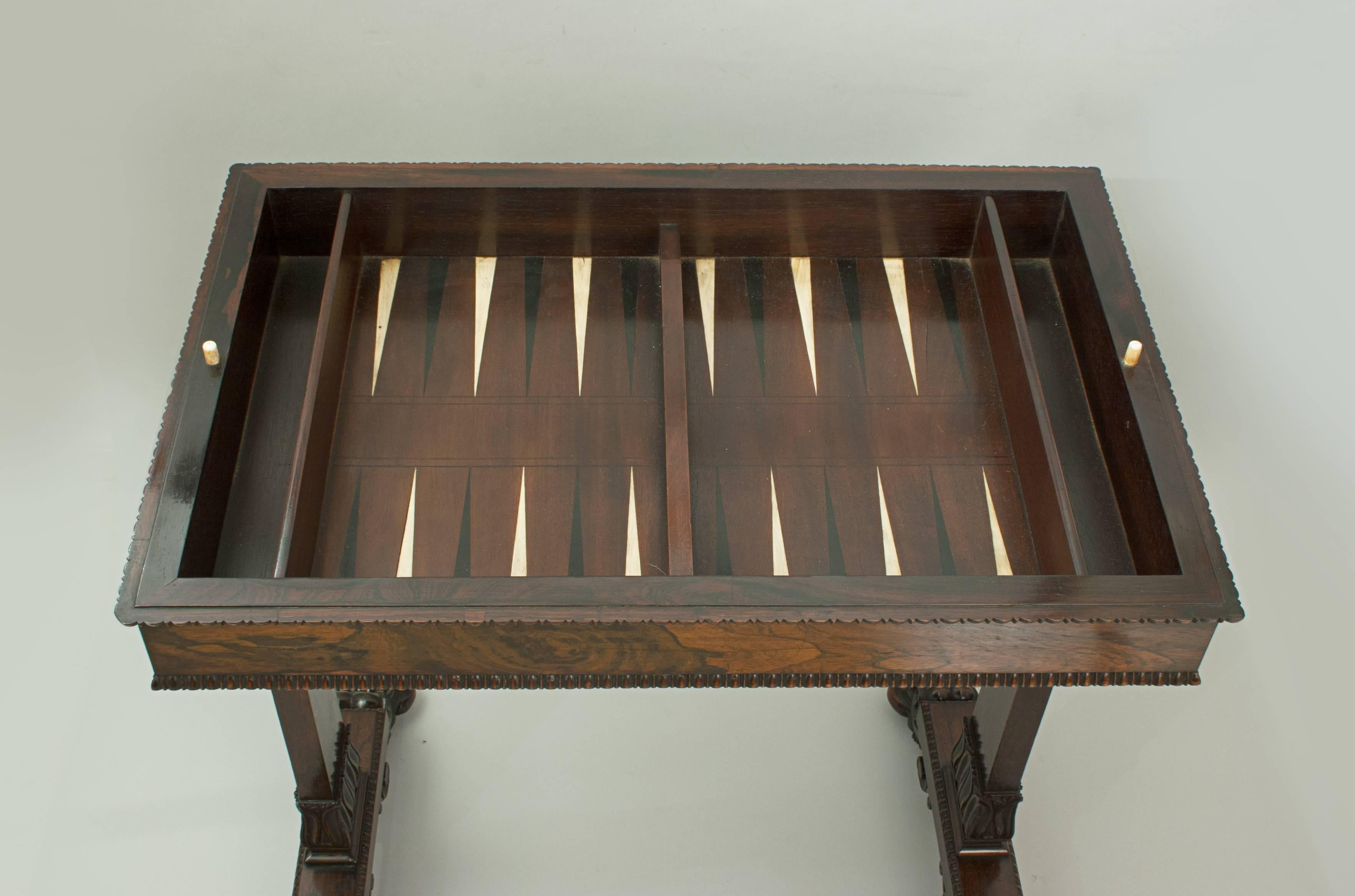 Early 19th Century Rosewood Games Table for Chess, Droughts and Backgammon