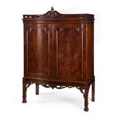 George III Irish Carved Mahogany Serpentine Linen Press