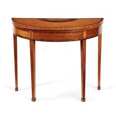 Pair of George III Sheraton Period Satinwood & Tulipwood Banded Card Tables