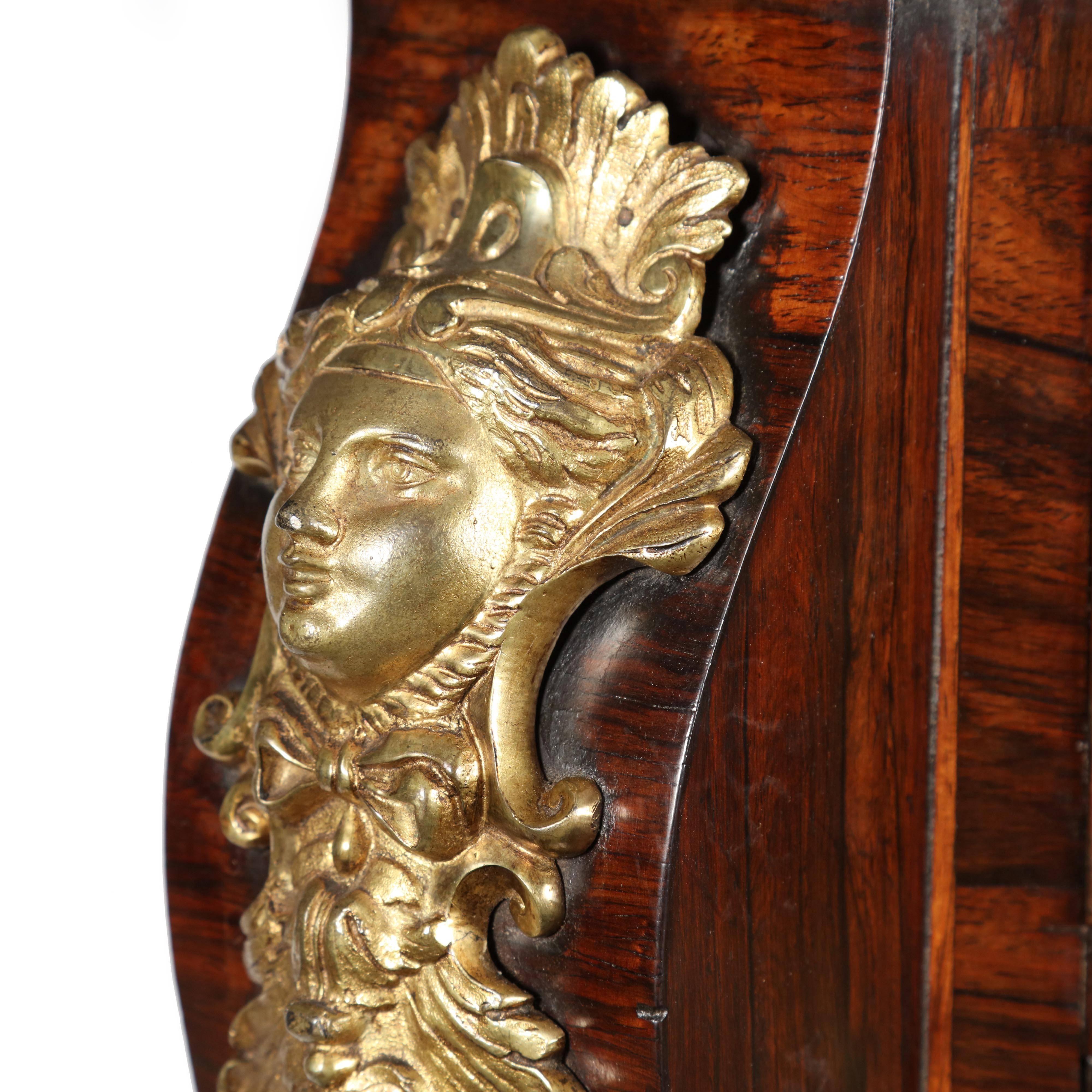English Pair of George III Rosewood & Brass Inlaid Side Cabinets John Mclean Attributed For Sale