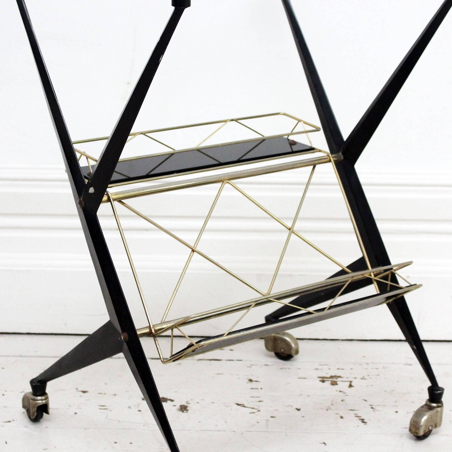 Mid-Century Modern  1950s Italian Angelo Ostuni Geometric Drinks Trolley Bar Cart