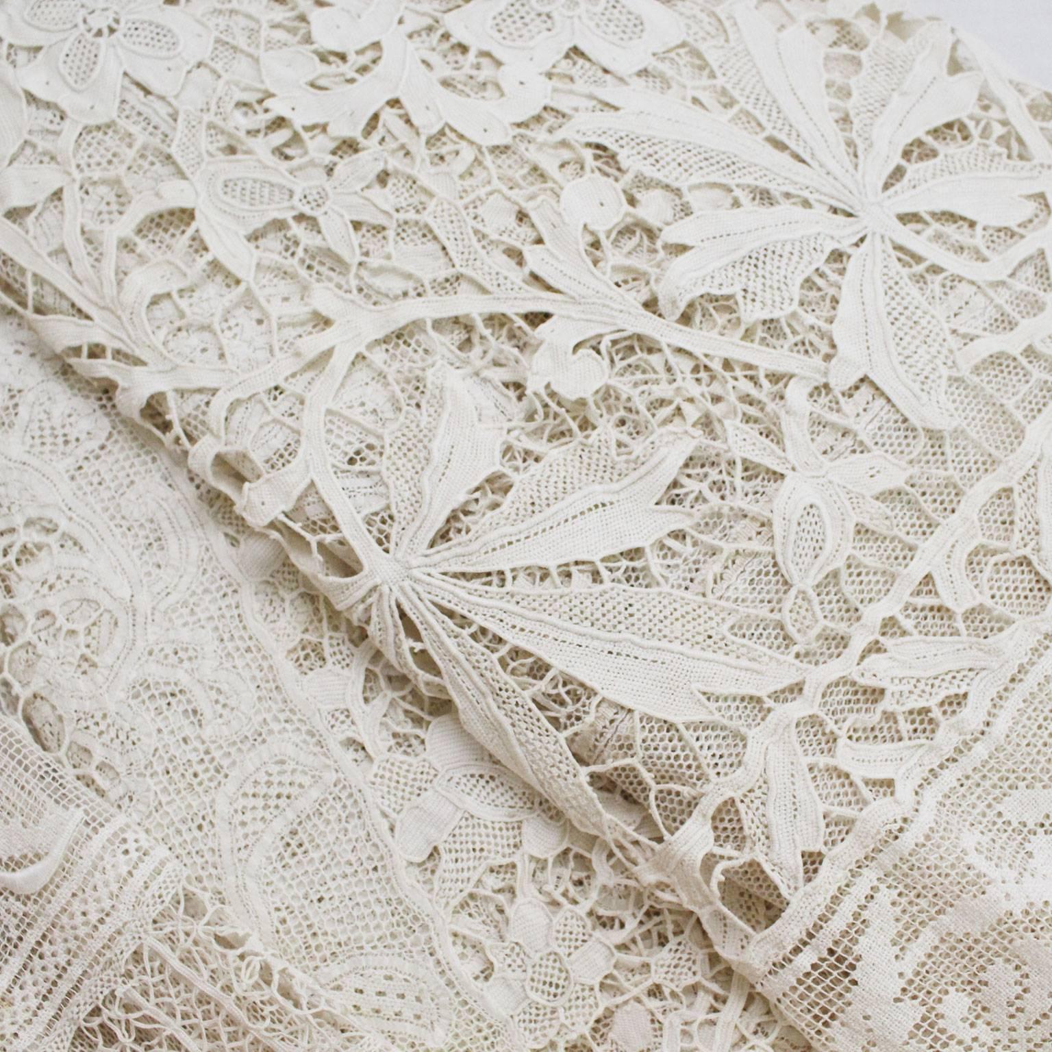 This pair of ivory curtains is so beautiful it is almost impossible to describe, they are particularly difficult to photograph. Each element was hand-sewn, they would literally have taken months to make. The quality of the work is exceptional. Here