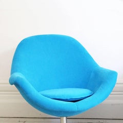 Pair of Blue 1960s Egg Pod Swivel Armchairs