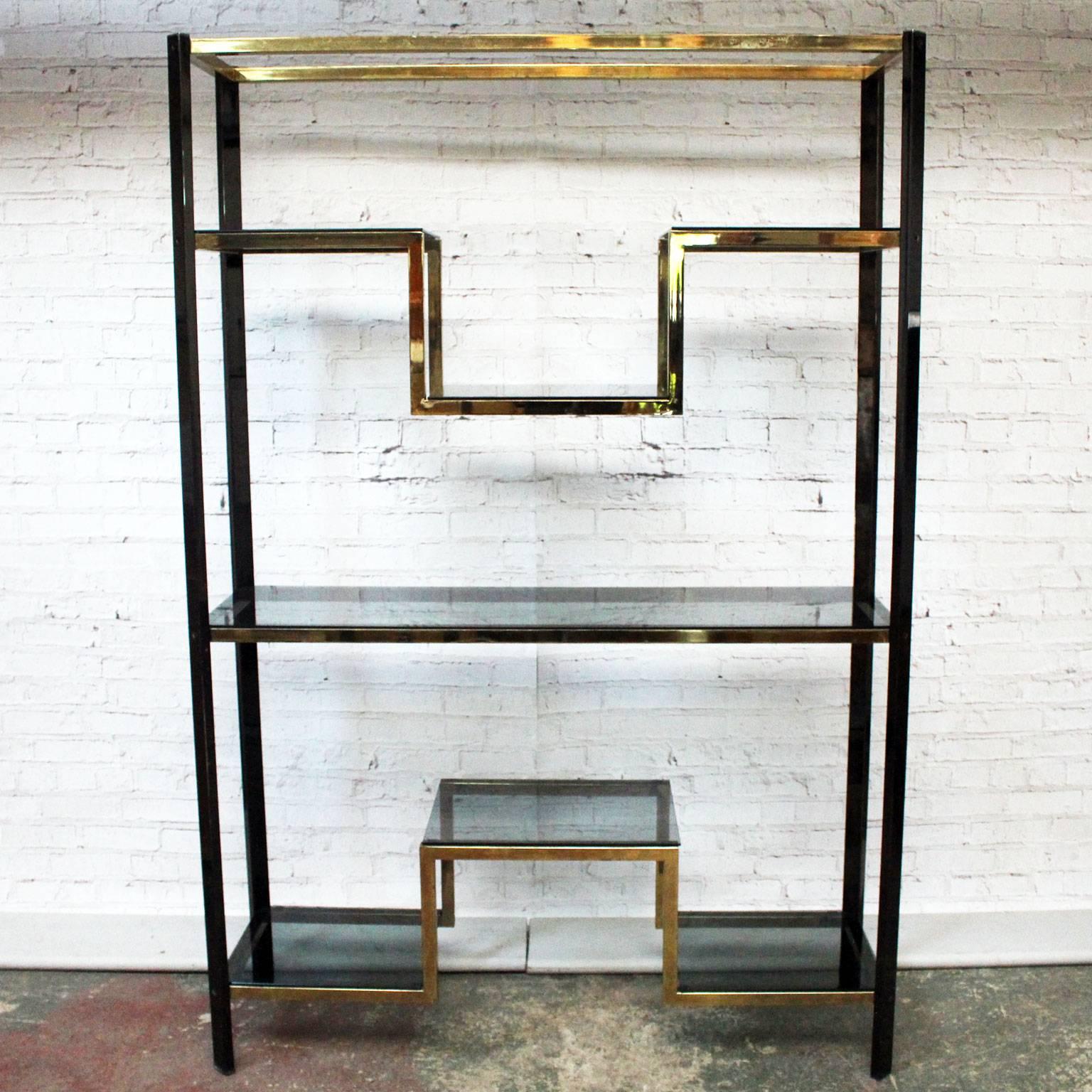Other 1970s Brass and Smoked Metal Large Etagere by Guy Lefevre for Maison Jansen