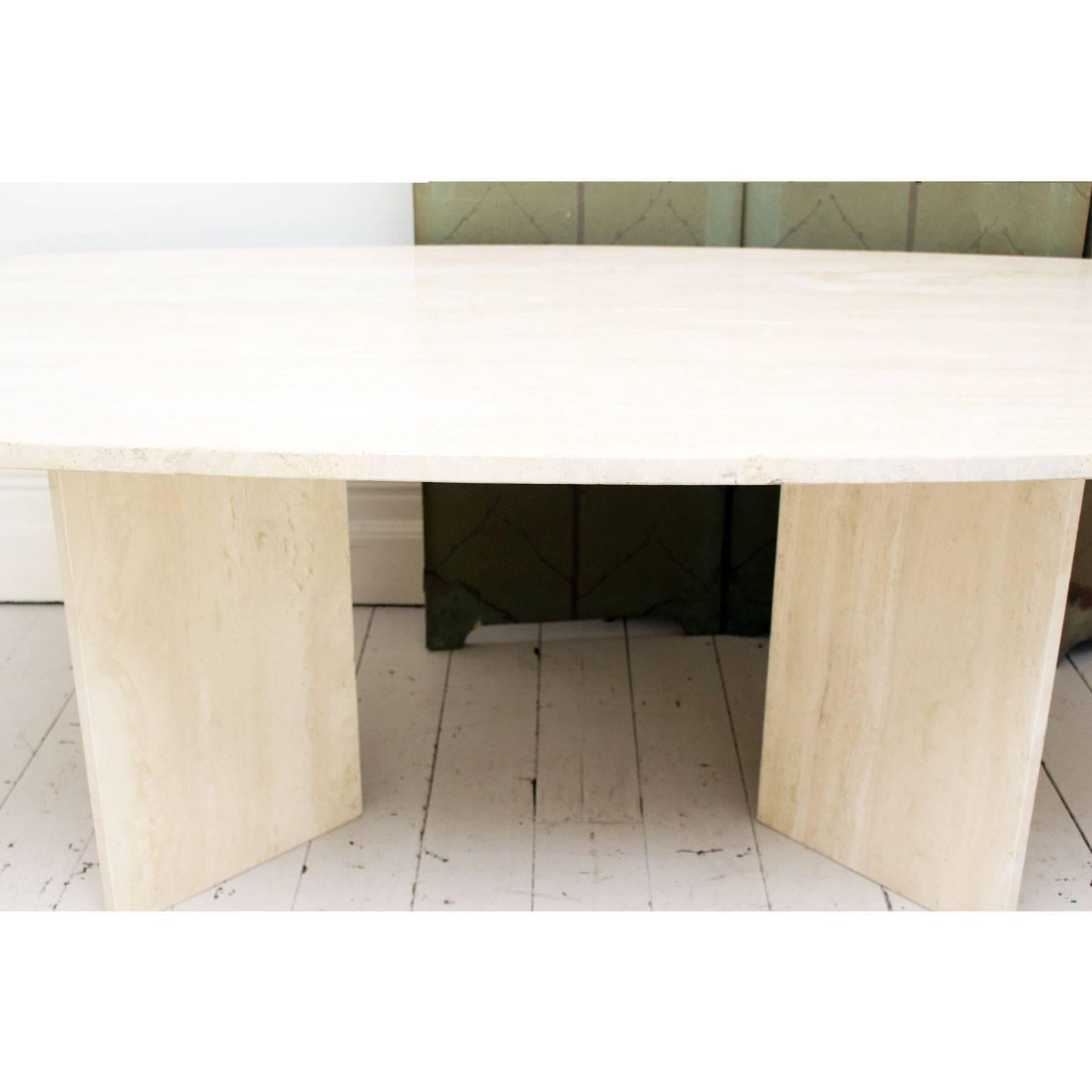 Late 20th Century Large 1970s French Travertine Marble Eight-Ten Seat Dining Table