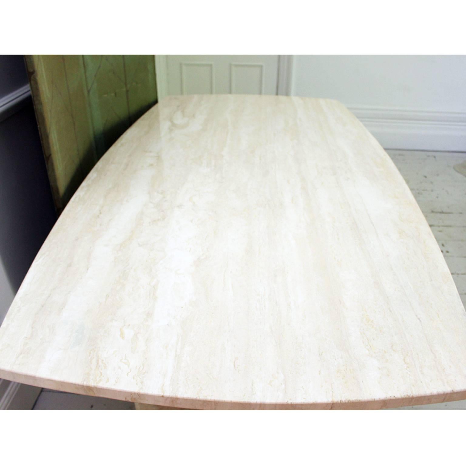Large 1970s French Travertine Marble Eight-Ten Seat Dining Table 2