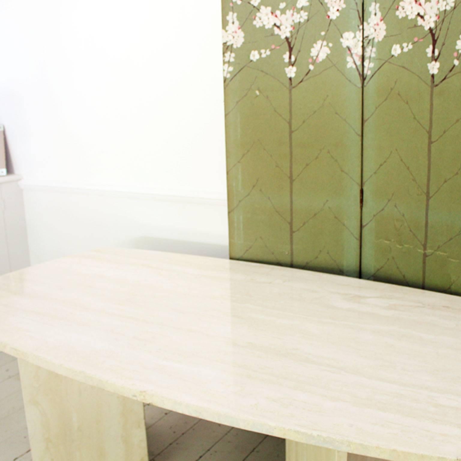 Large 1970s French Travertine Marble Eight-Ten Seat Dining Table 3