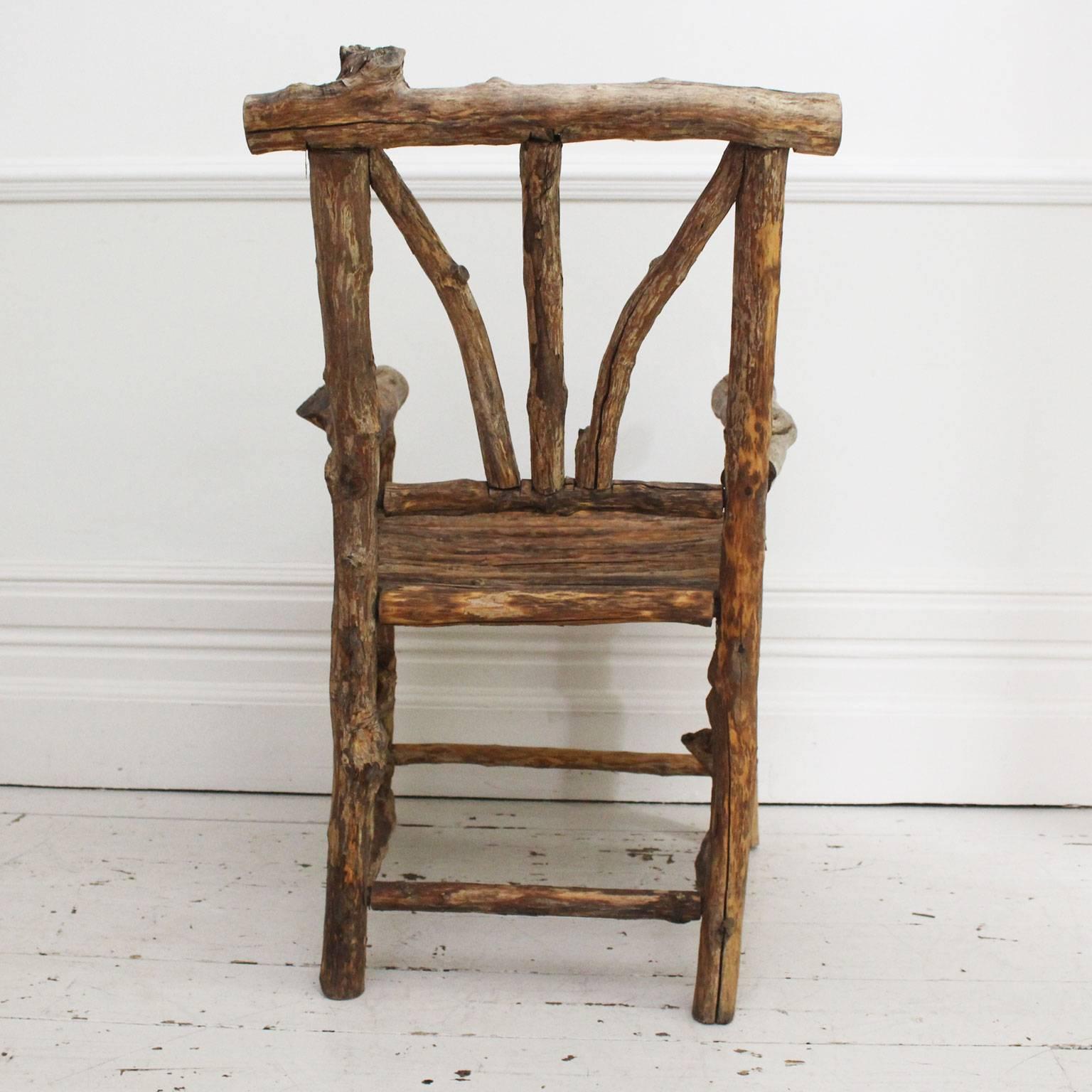 19th Century French Folk Art Shephers Wooden Armchair For Sale 3