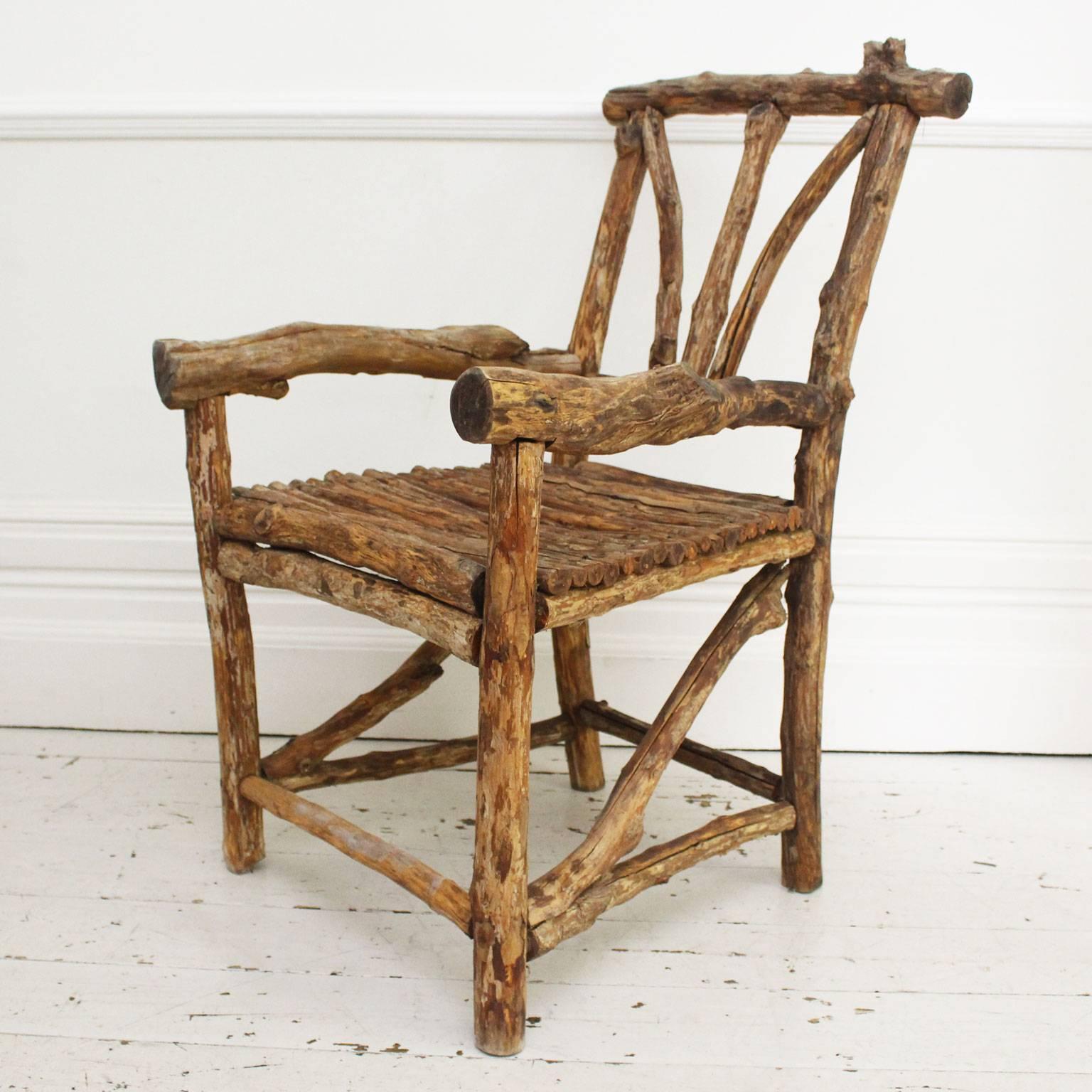 19th Century French Folk Art Shephers Wooden Armchair For Sale 4