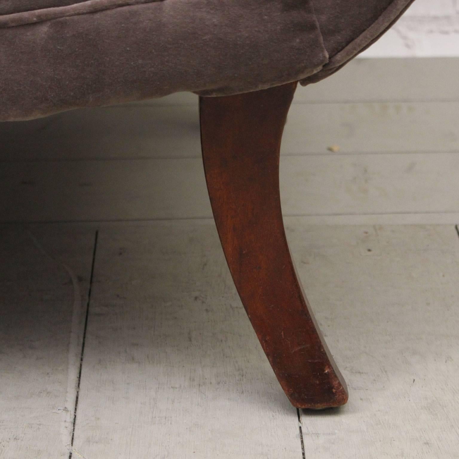 Sabre Legged Regency Sofa Upholstered in Mink Velvet In Excellent Condition In Kent, GB