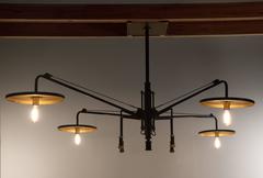 Luminaire, Monumental Custom Adjustable Four-Light Chandelier, circa 1980s
