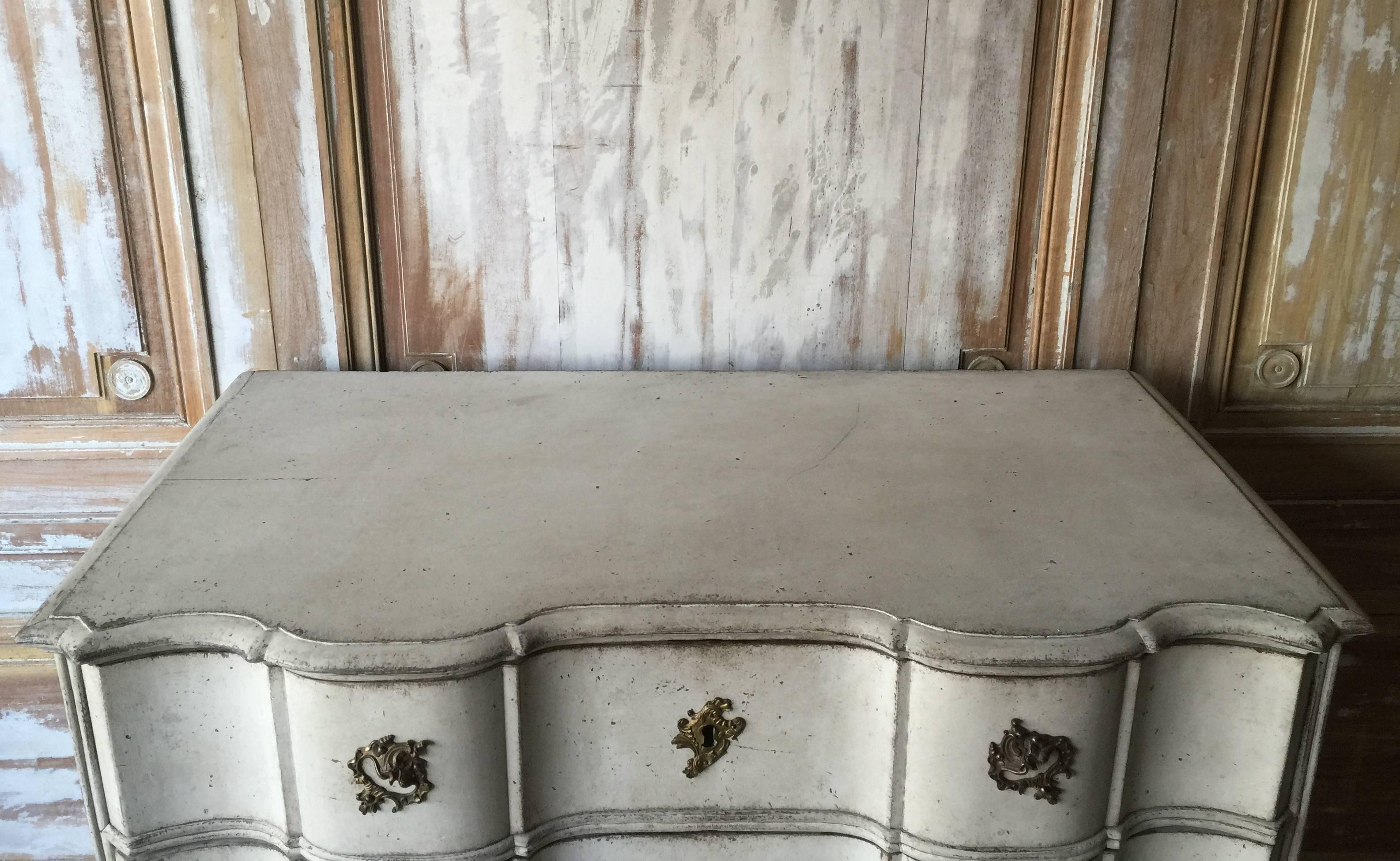Hand-Crafted 18th Century Danish Rococo Period Chest For Sale