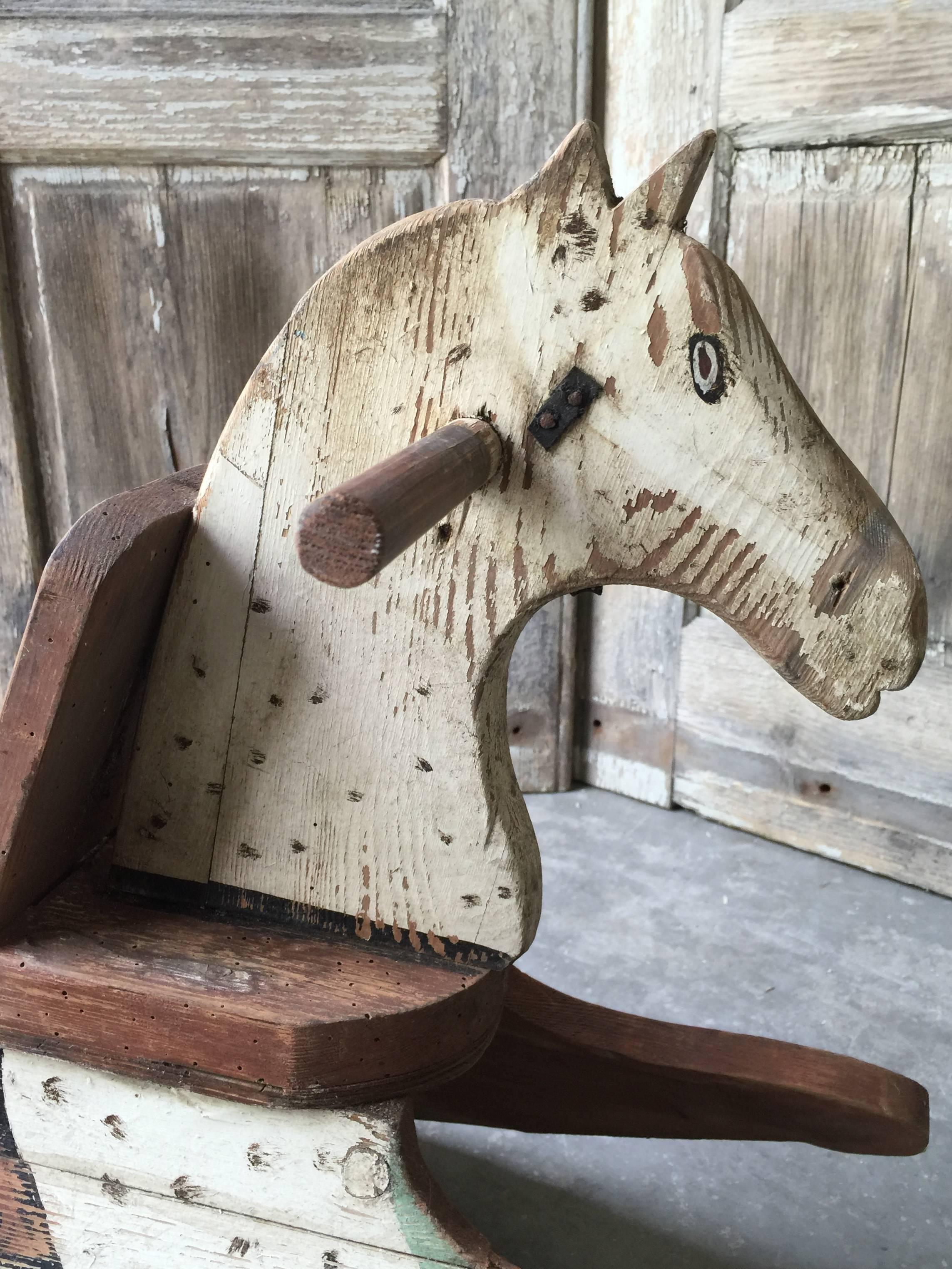 Swedish Wooden Toy Horse Rocker In Good Condition In Charleston, SC