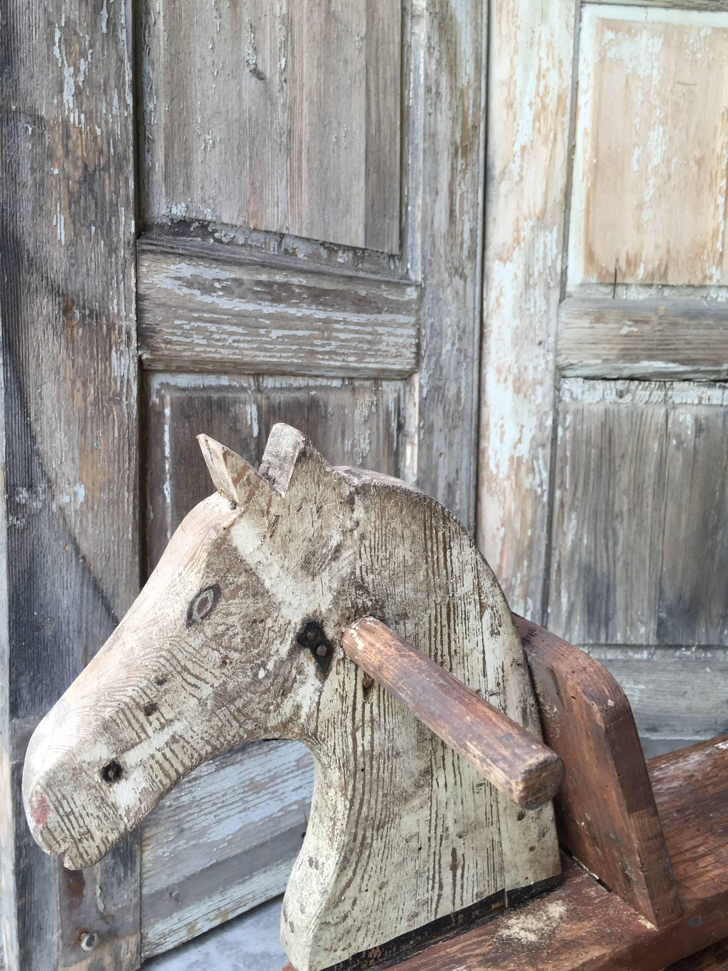 Early 20th Century Swedish Wooden Toy Horse Rocker