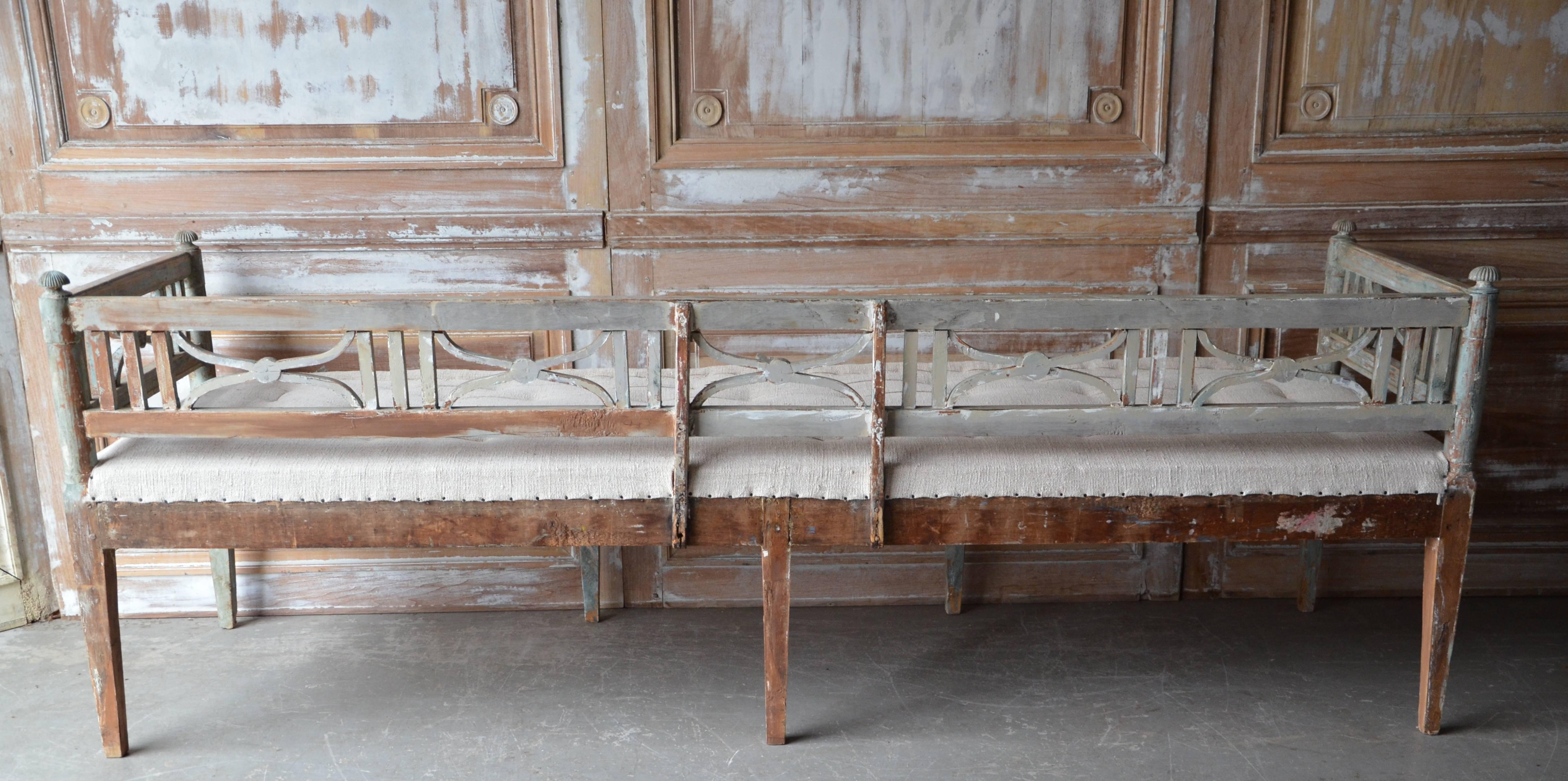 Hand-Carved Swedish Gustavian Period Sofa Bench