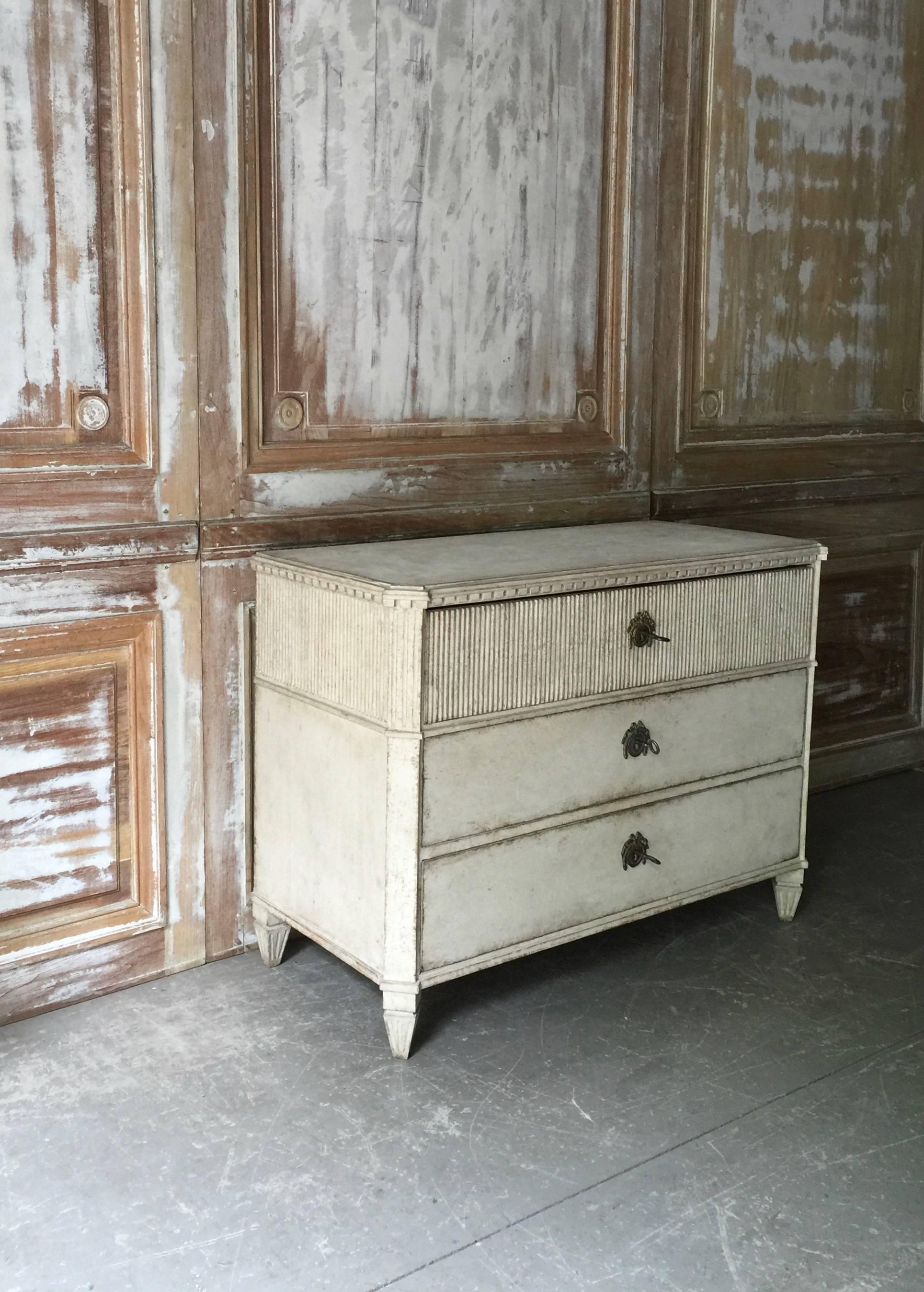 Hand-Carved Period Swedish Gustavian Chest of Drawers
