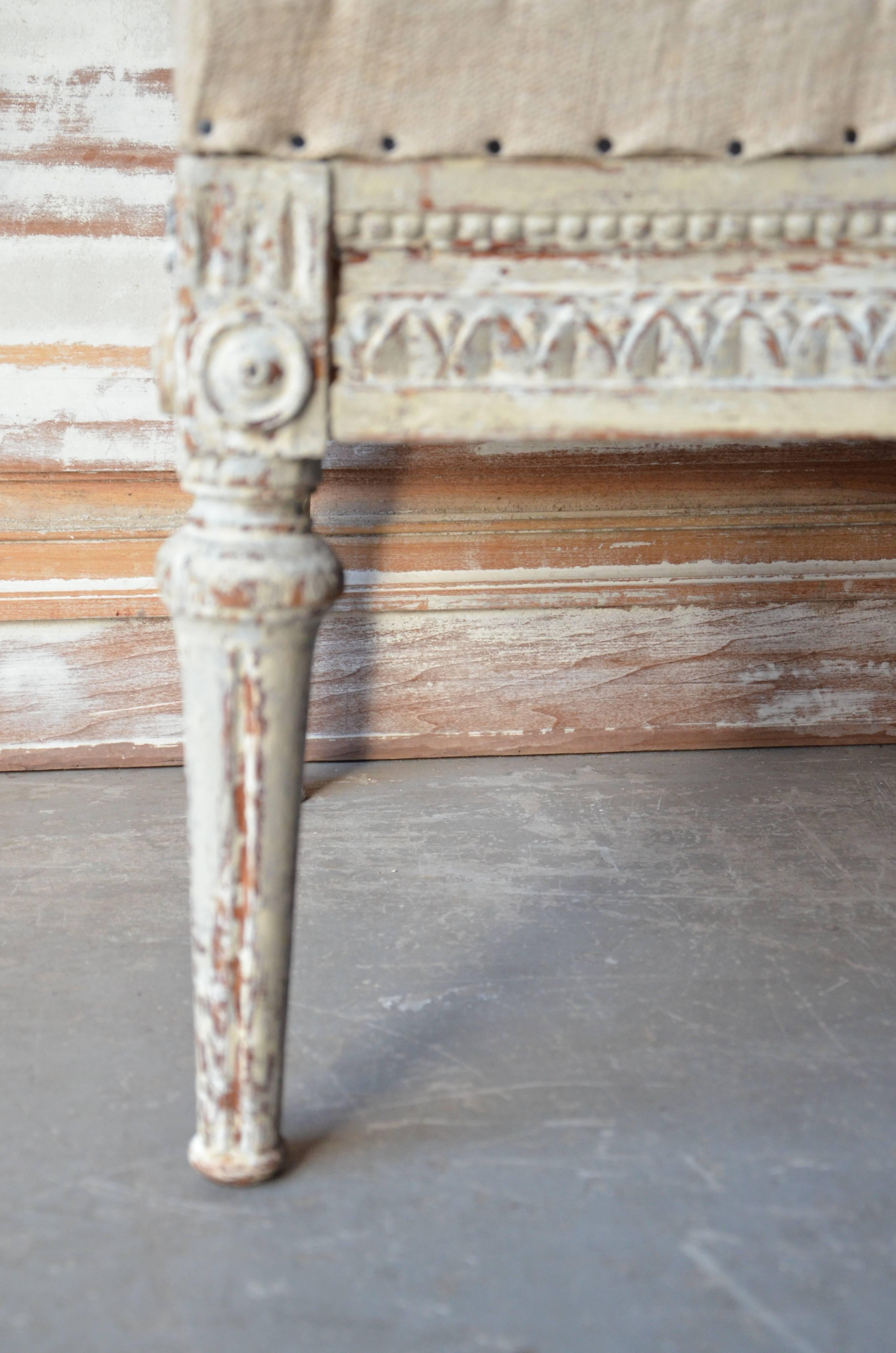 Swedish Gustavian Bench with Antique Linen 3