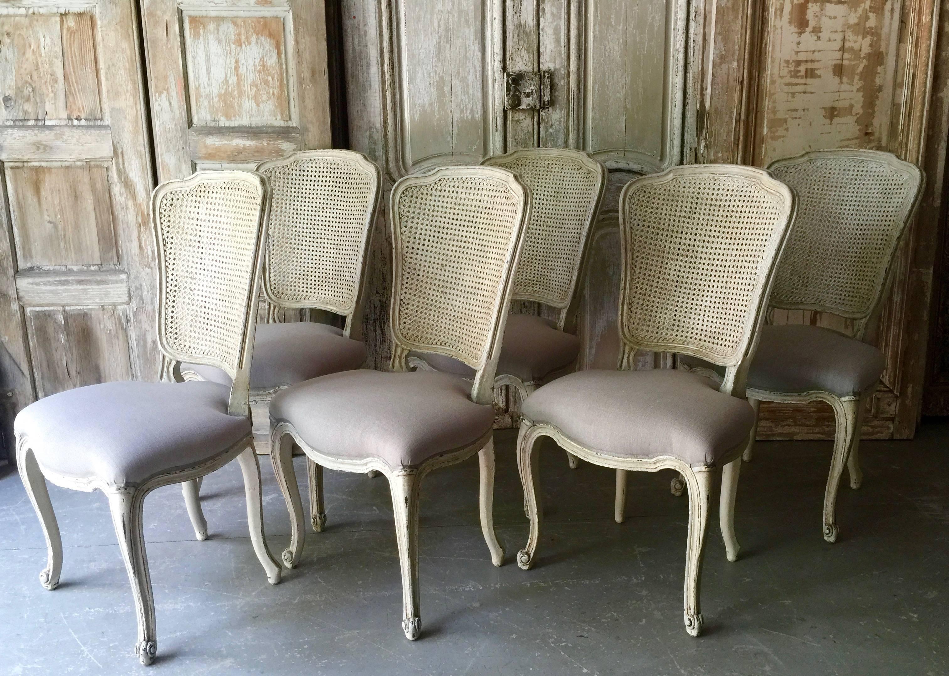 Louis XV Set of Six French LXV Style Chairs with Cane Back