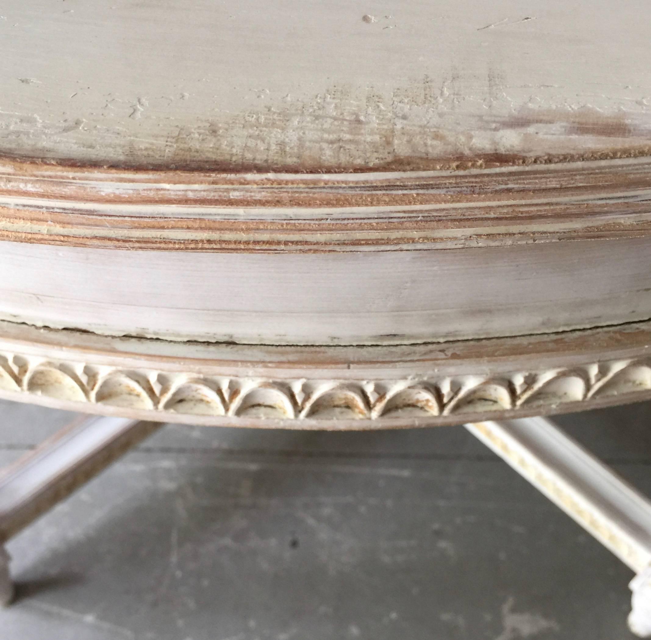 Hand-Carved Swedish Gustavian Style Round Table