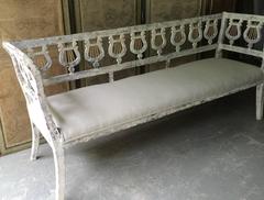 19th Century Swedish Painted Settee with Lyre Back
