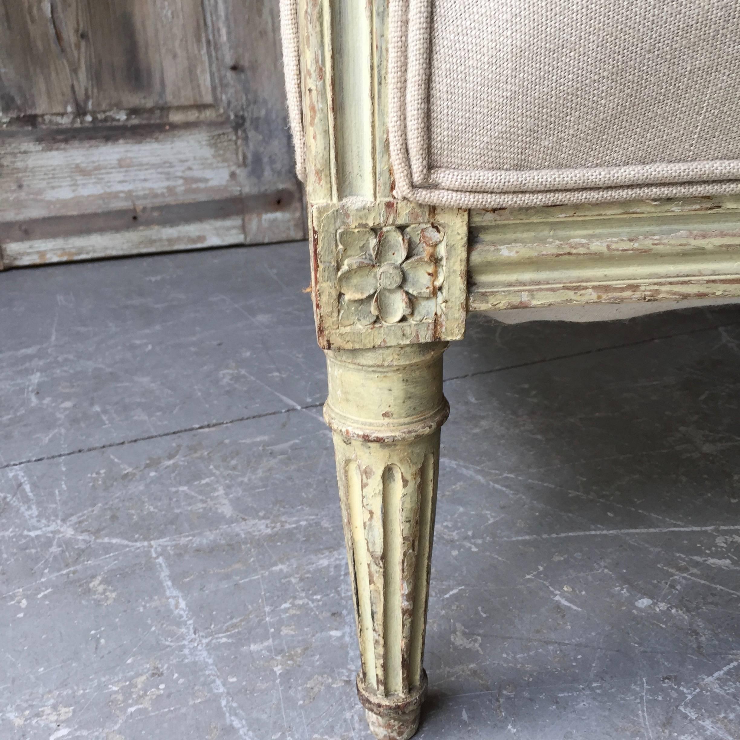 19th Century French Louis XVI Style Painted Settee 1