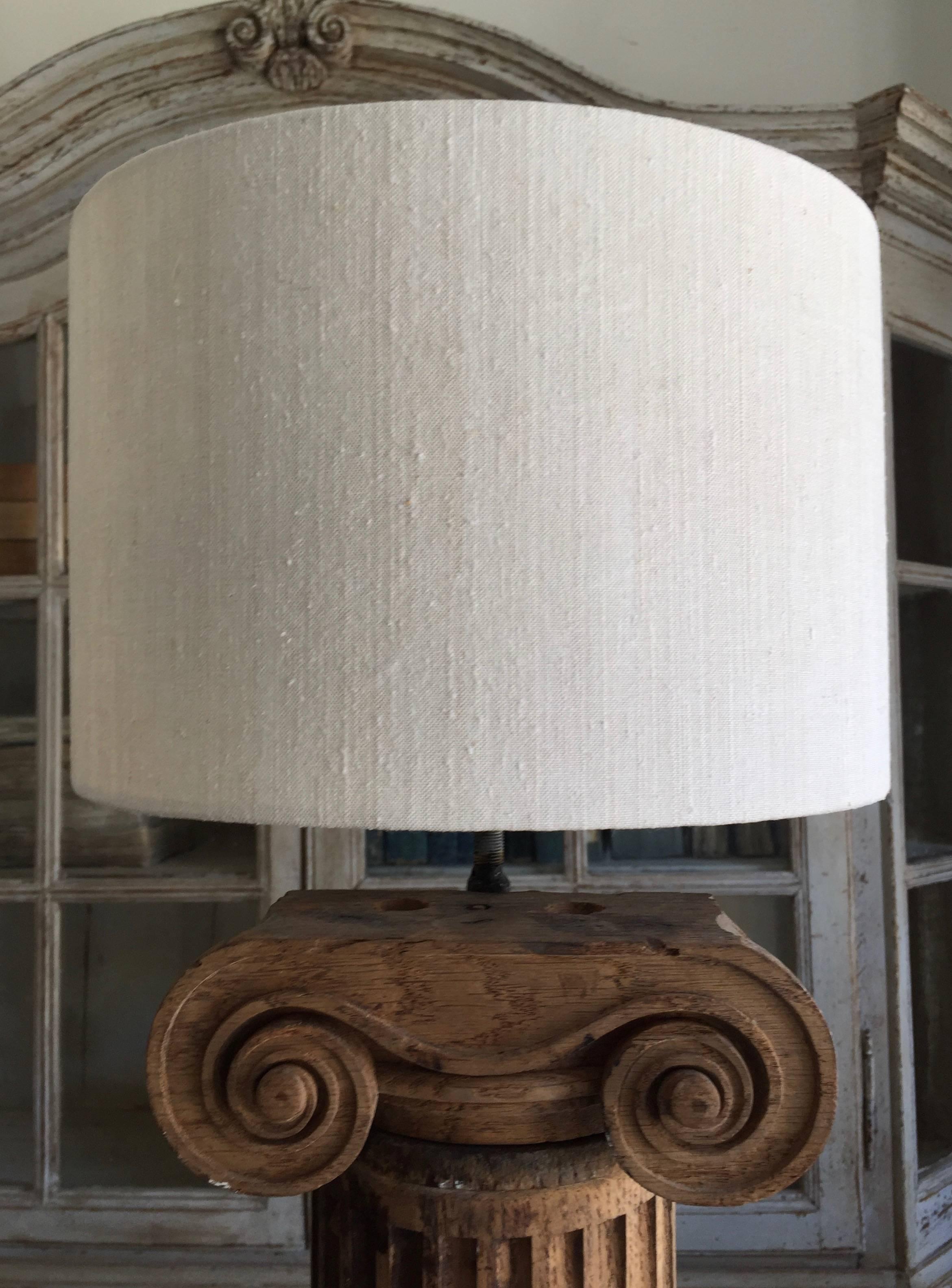 Linen Pair of 19th Century French Architectural Column Fragments as Lamps