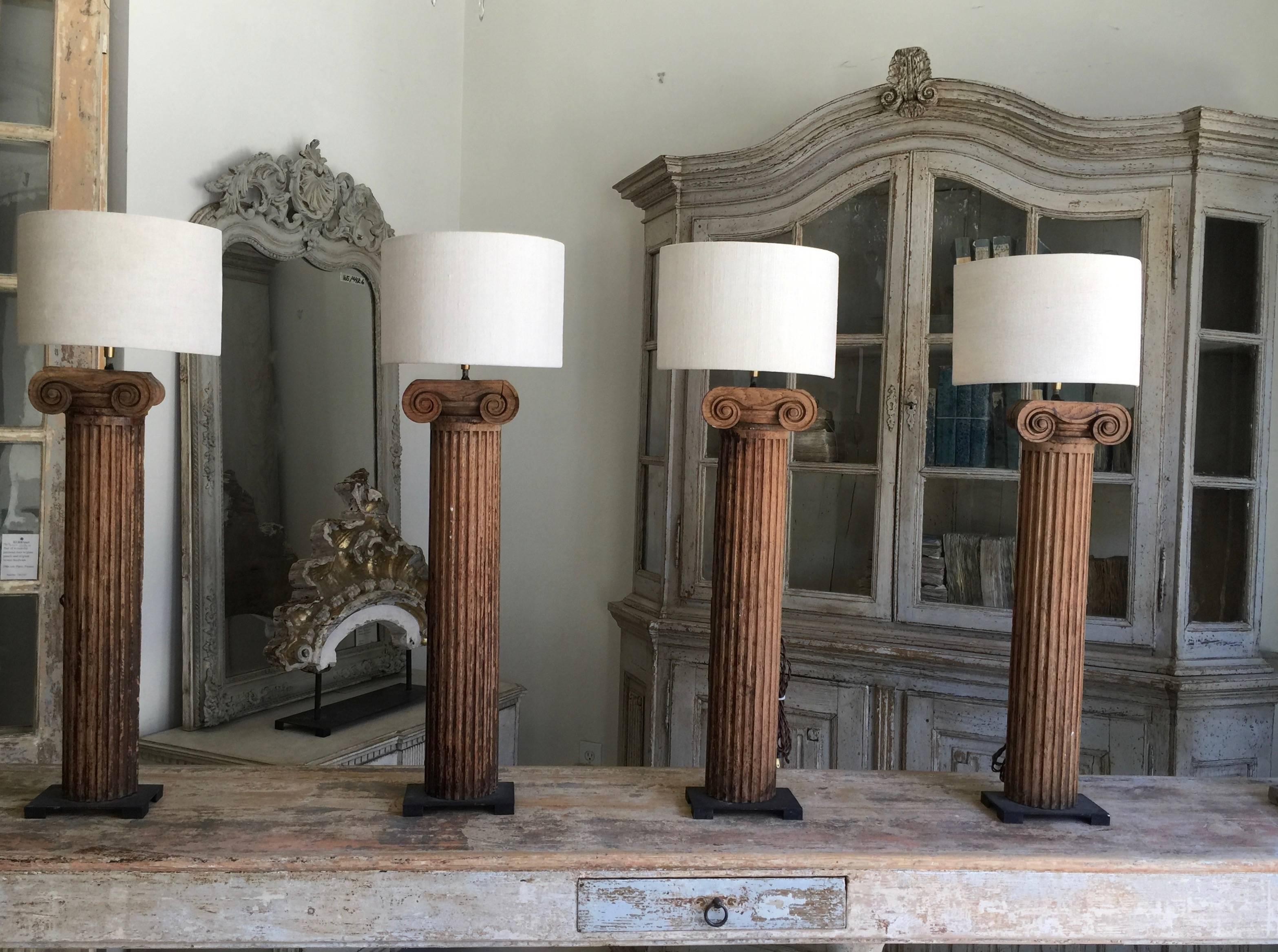 Pair of 19th Century French Architectural Column Fragments as Lamps 5