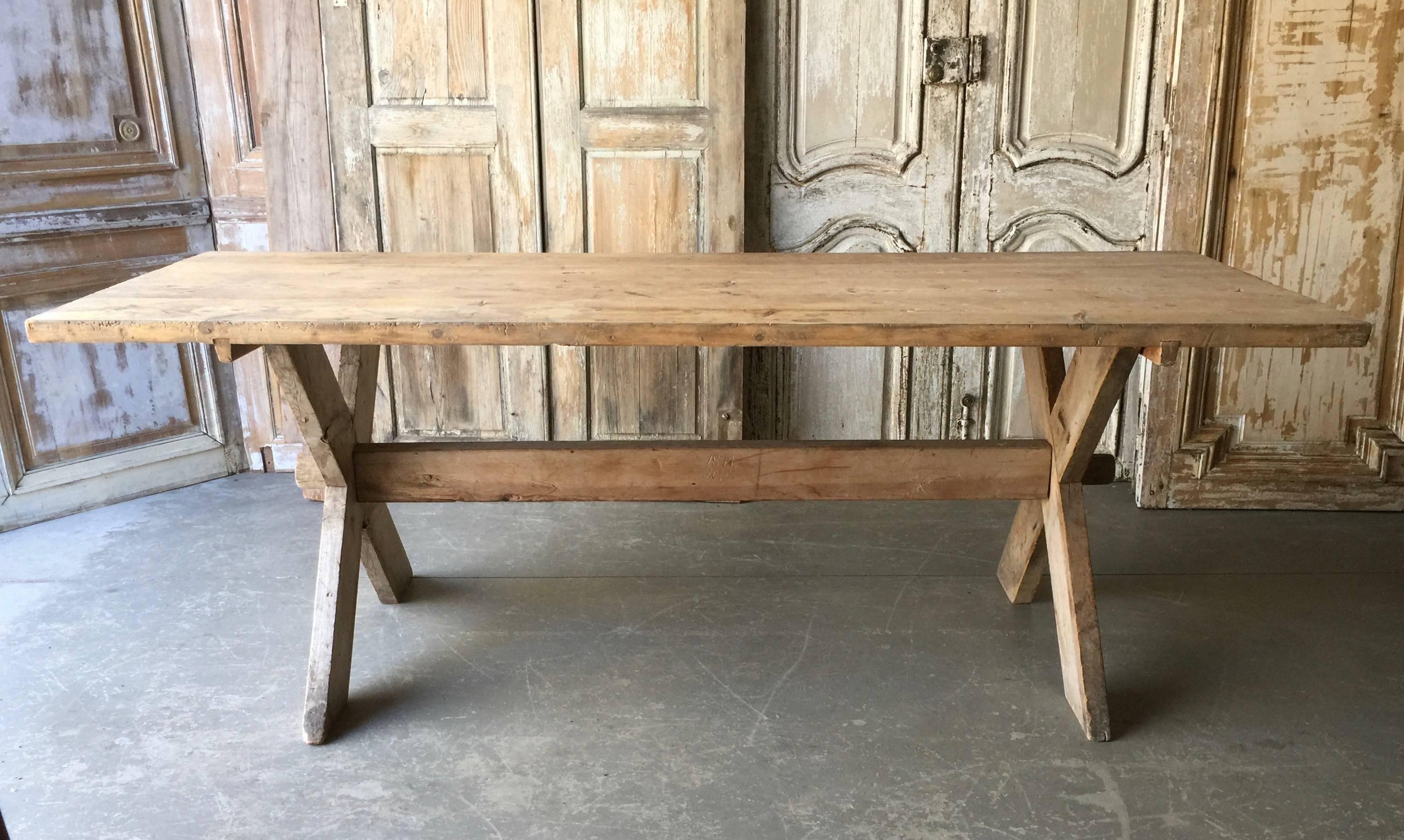19th century Swedish trestle table in style in “Allmogestil