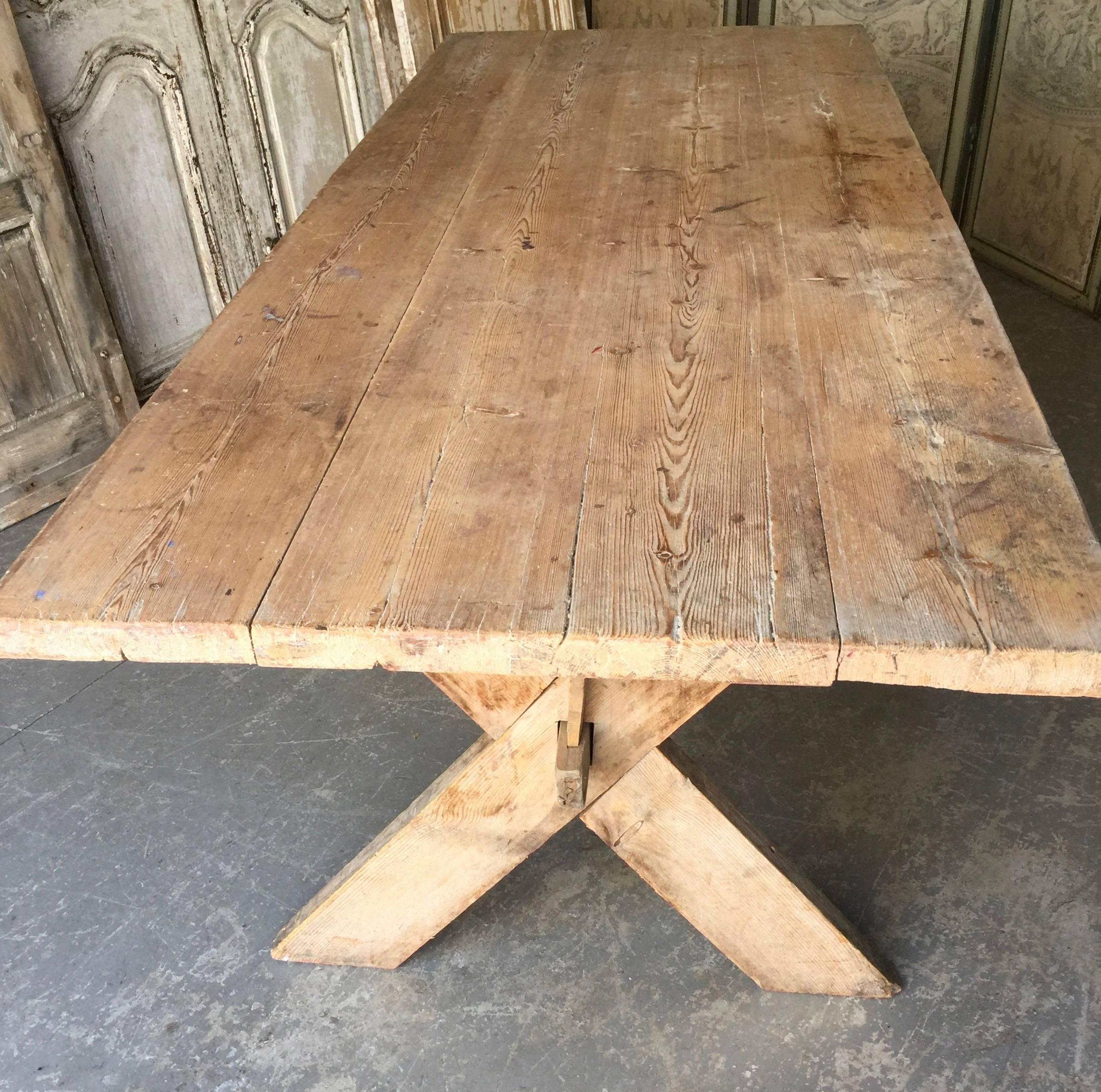 Early 19th Century Swedish Trestle Table In Good Condition In Charleston, SC