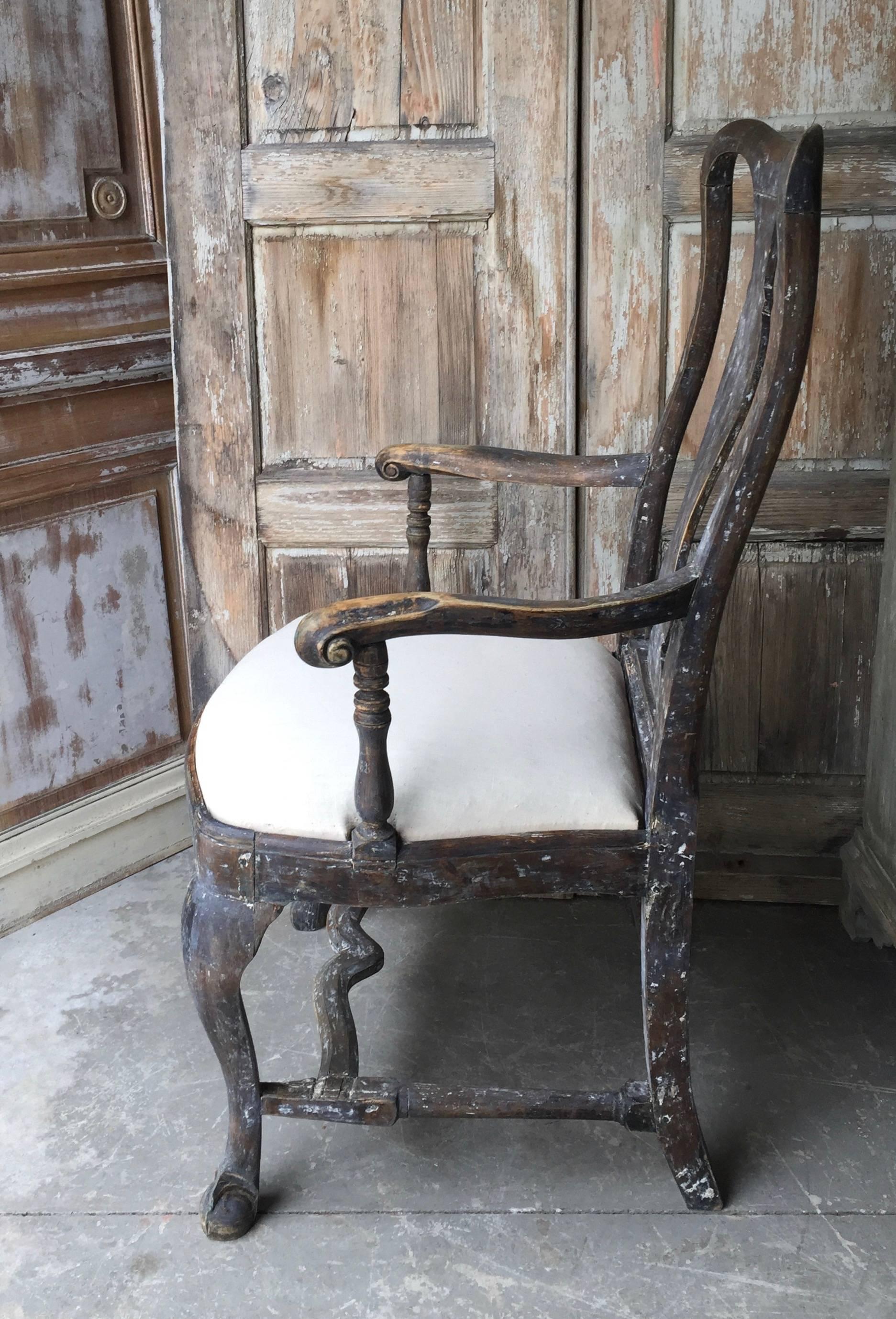 18th Century and Earlier Pair of 18th Century Swedish Period Rococo Armchairs