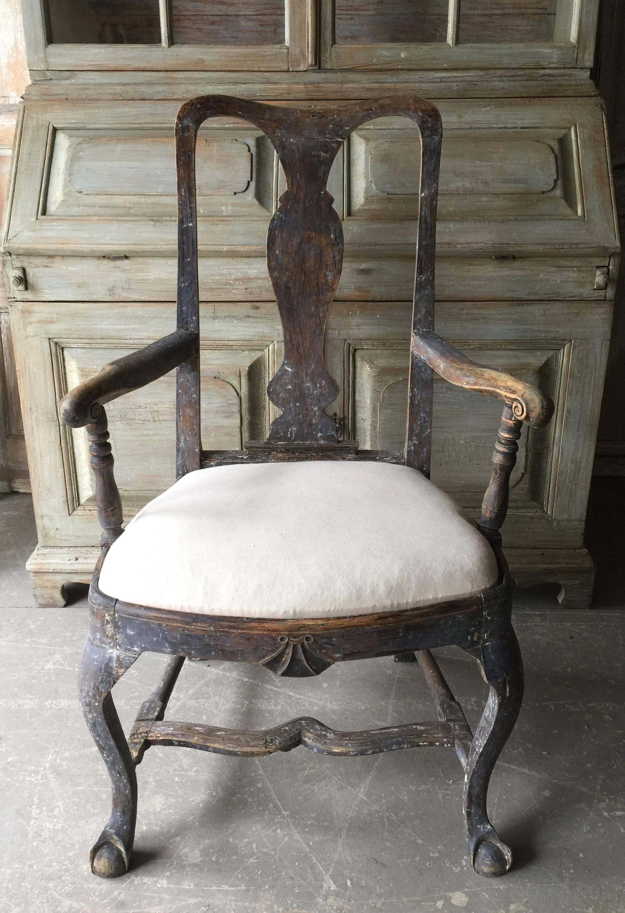 Pair of 18th Century Swedish Period Rococo Armchairs In Good Condition In Charleston, SC