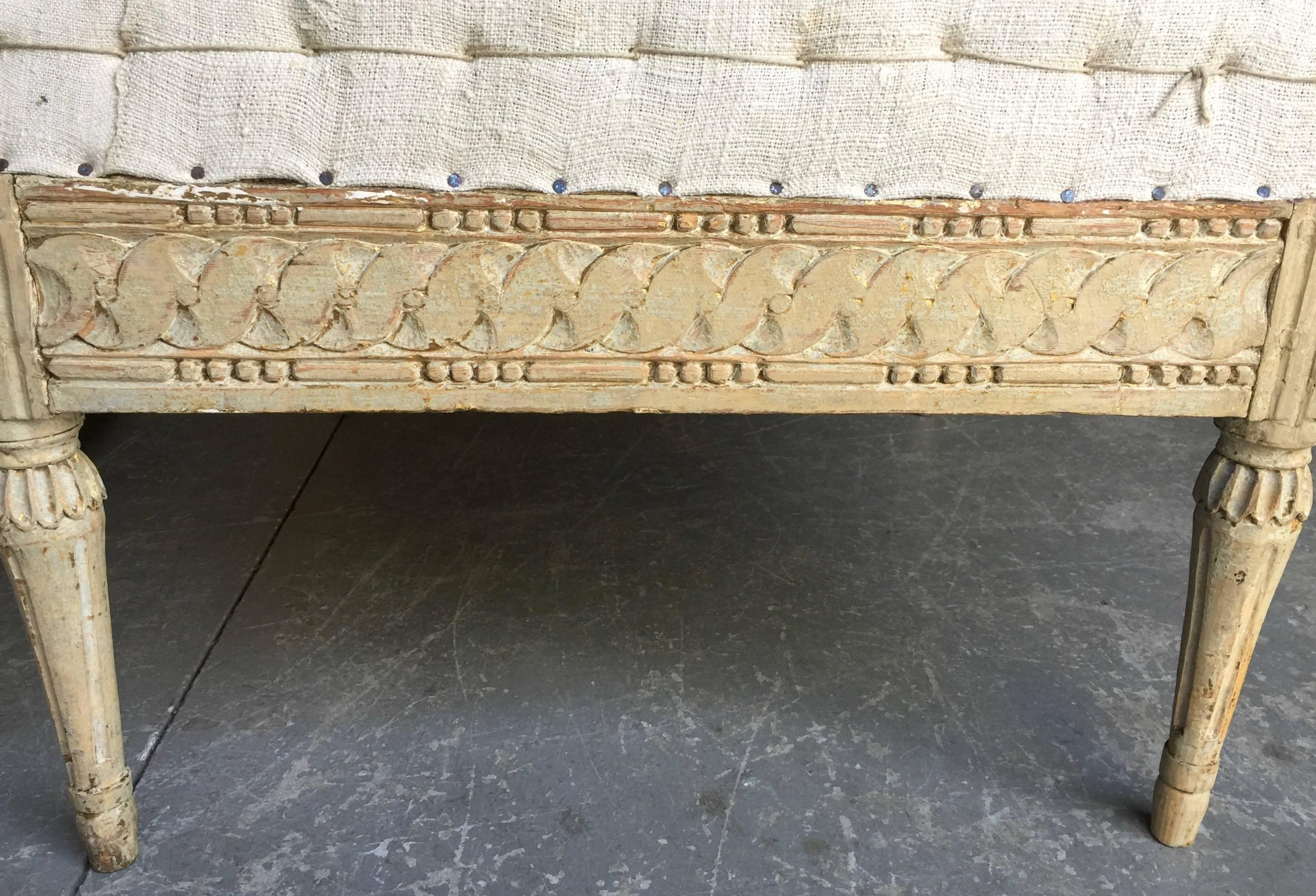 Swedish Gustavian Period Bench with Antique Linen 1